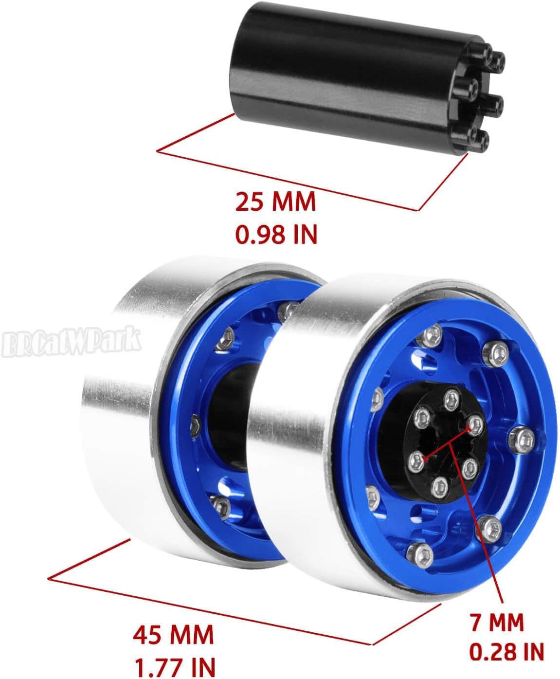 1.3 Dually Beadlock Wheels Rims for RC Crawler Car 1/18 TRX4M Ascent-18,1/24 SCX24 FCX24,RC Off Road Buggy Rally Truck Wheels,RC Aluminium 1.3 in Adjustable Offset,7mm Hex Rims,Blue Brown