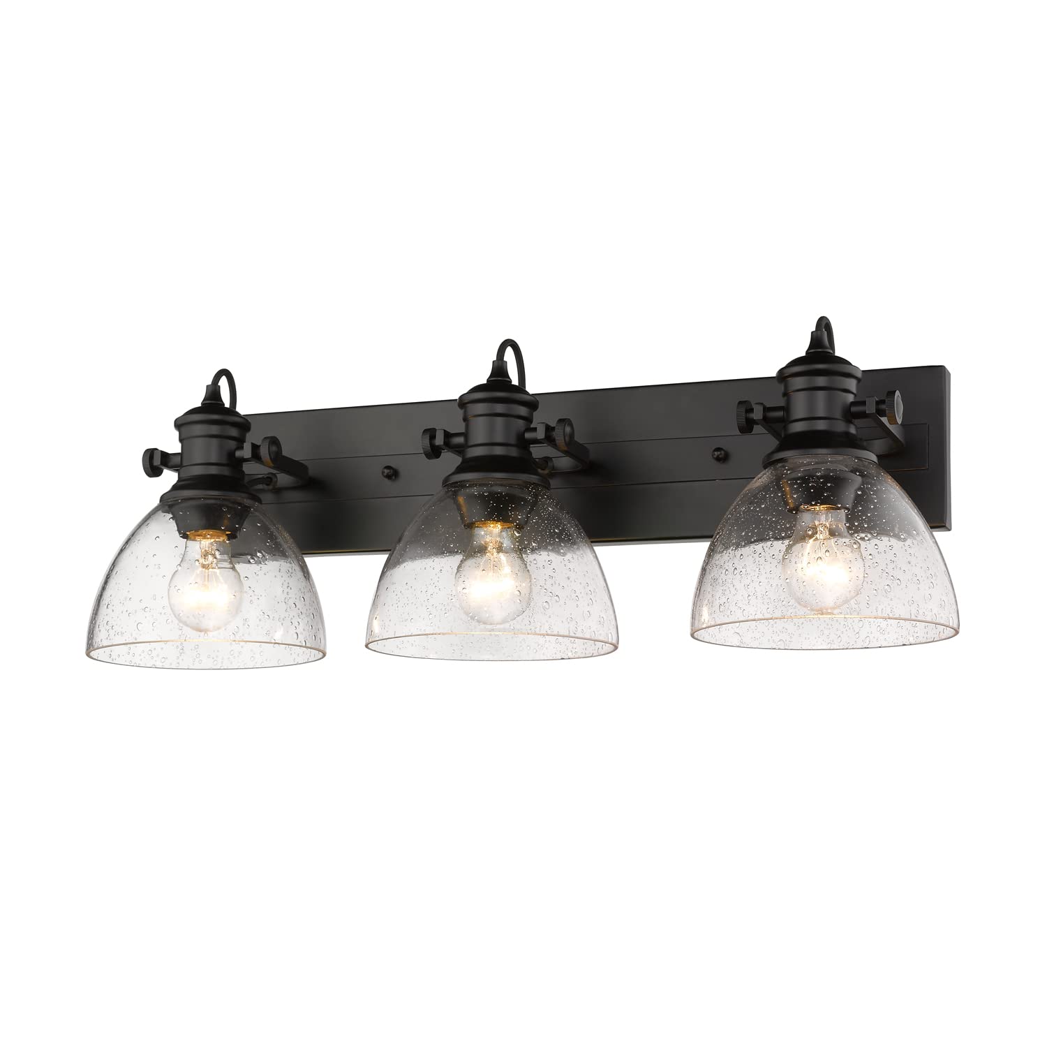 Golden Lighting 3118-BA3 BLK-SD Hines Vanity Light, Black with Seeded Glass- Vanity Lights for Bathroom, Vanity Lights, Vanity Lighting Fixtures, Bathroom Light Fixtures,