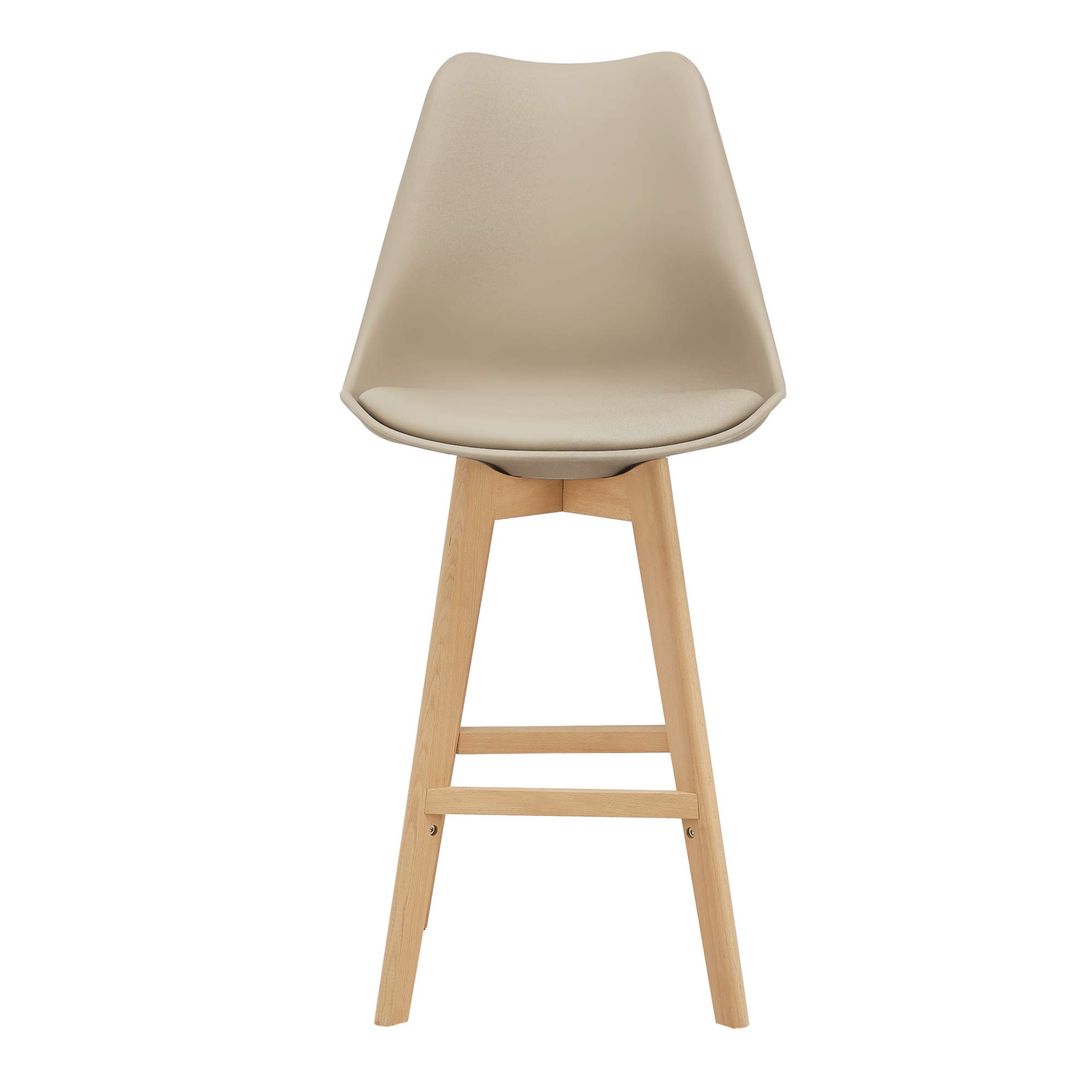 [en.casa] Juego de taburetes de Bar 105 x 48 x 58cm Set de 2X Taburetes de Cocina de diseño Asiento Acolchado Patas de Madera Haya Beige