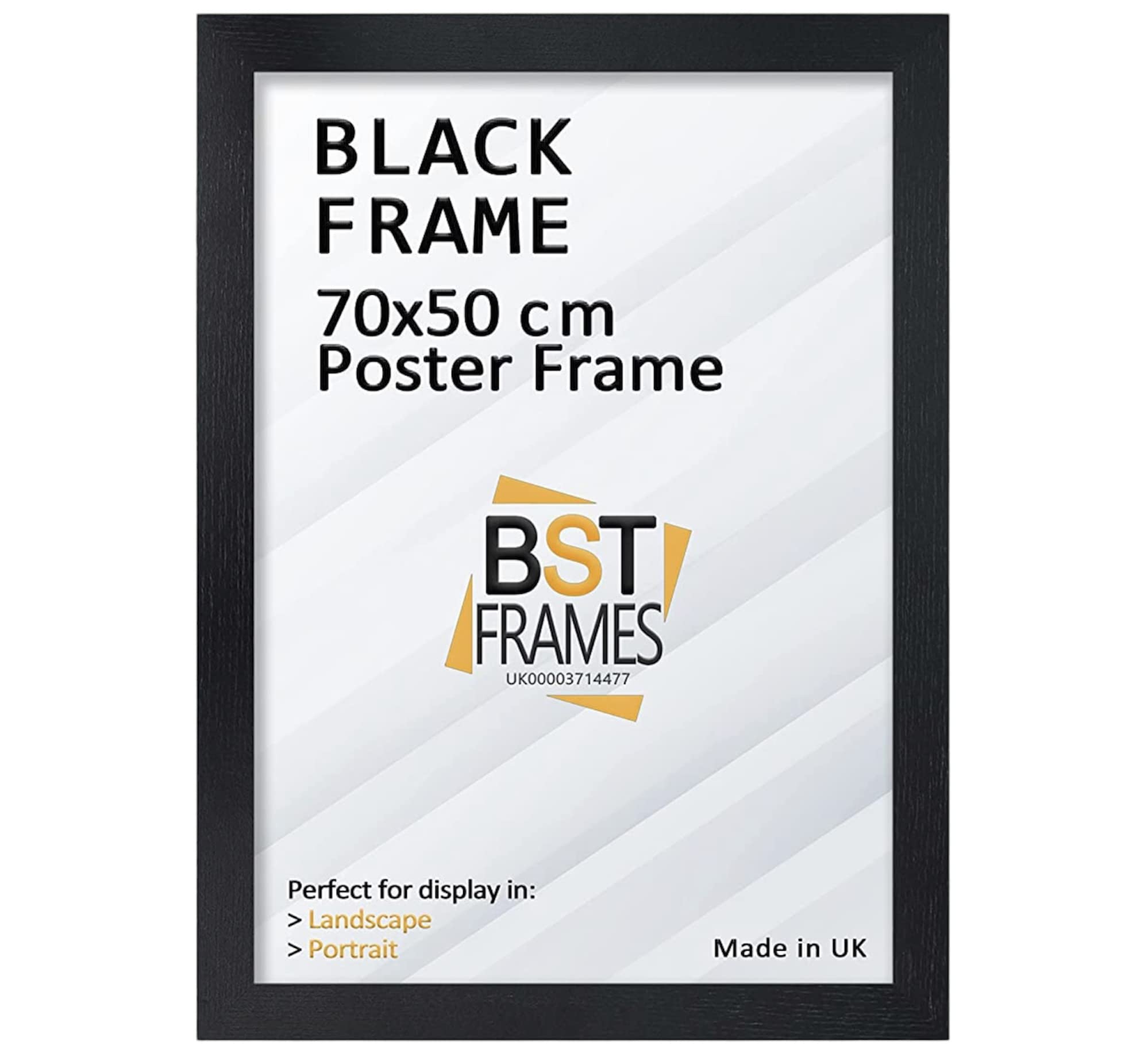 BstFrames 50x70cm Picture Frame Black with Clear Perspex Front and Wall Mounting - Photo Frame - Jigsaw Puzzle Frame