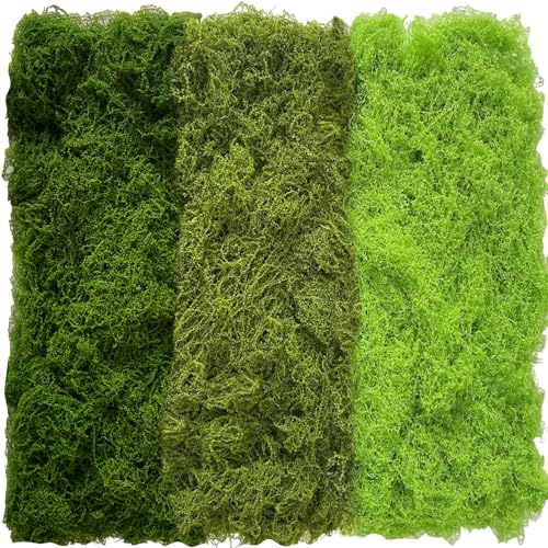 BITOYO 300g Musgo Artificial Decoracion, Simulación de Musgo para Boda Navidad y Pascua, Formas Diversa Planta Artificiales para Manualidades Hogar Jardín Modelismo(Verde Claro, Verde y Verde Oscuro.)