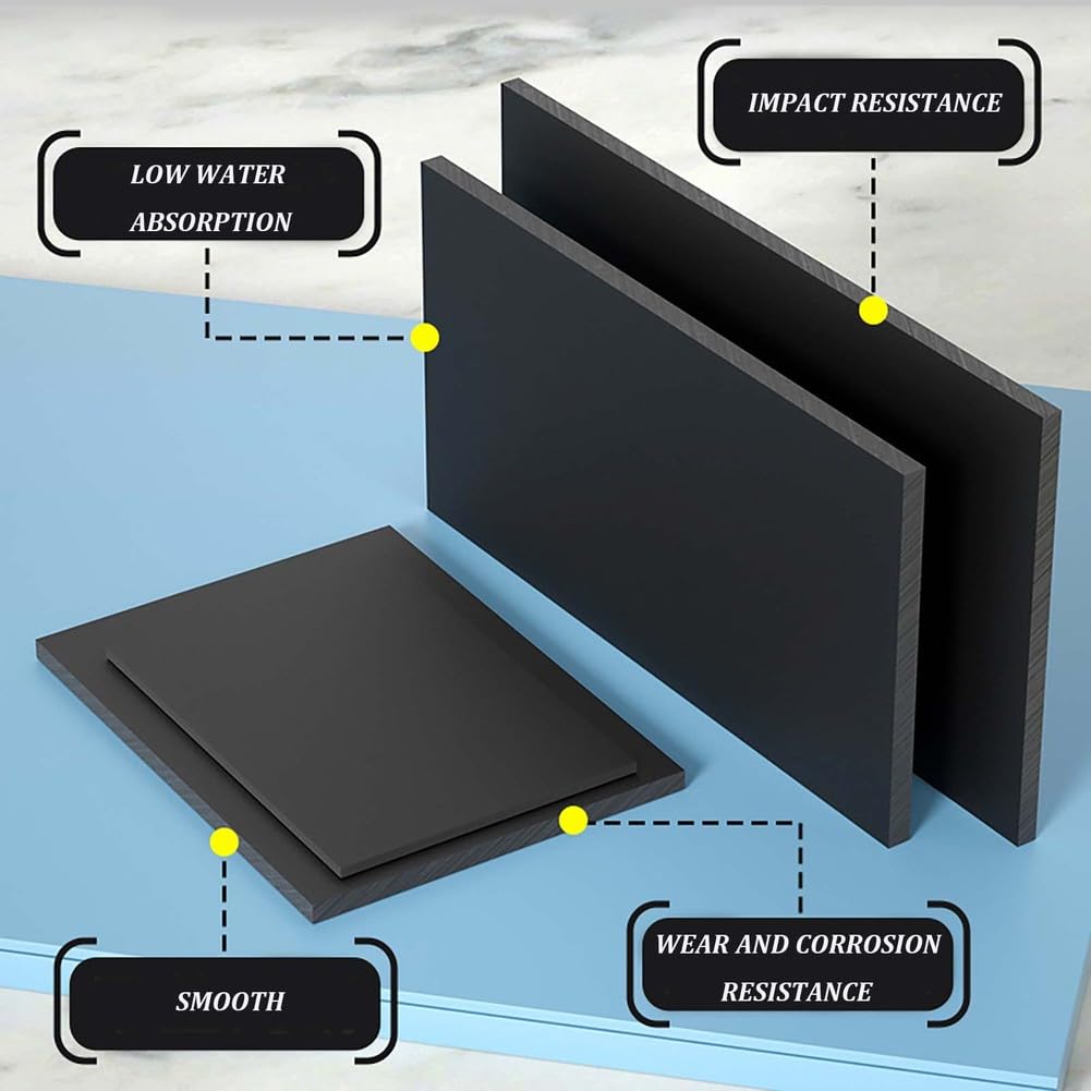Hoja de plástico reutilizable ABS negro de 500 mm x 500 mm - Tablero ignífugo antiestático duradero