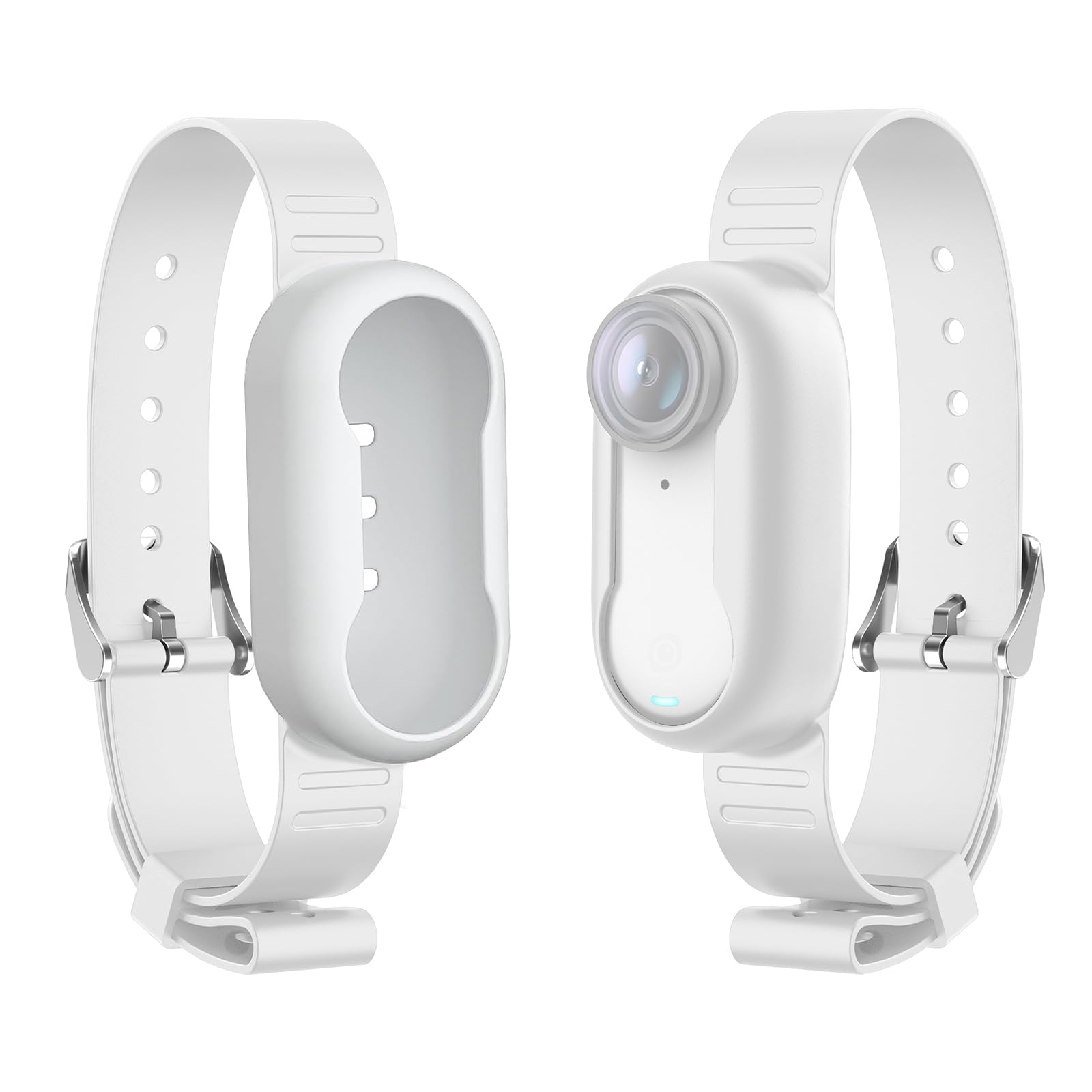 PULUZ Camera Multifunctional Silicone Strap for Insta360 GO 3S / GO 3，Cat Camera Collar Wristband Backpack Stripe Bicycle Strap for Insta360 Go 3s Accessories(White)