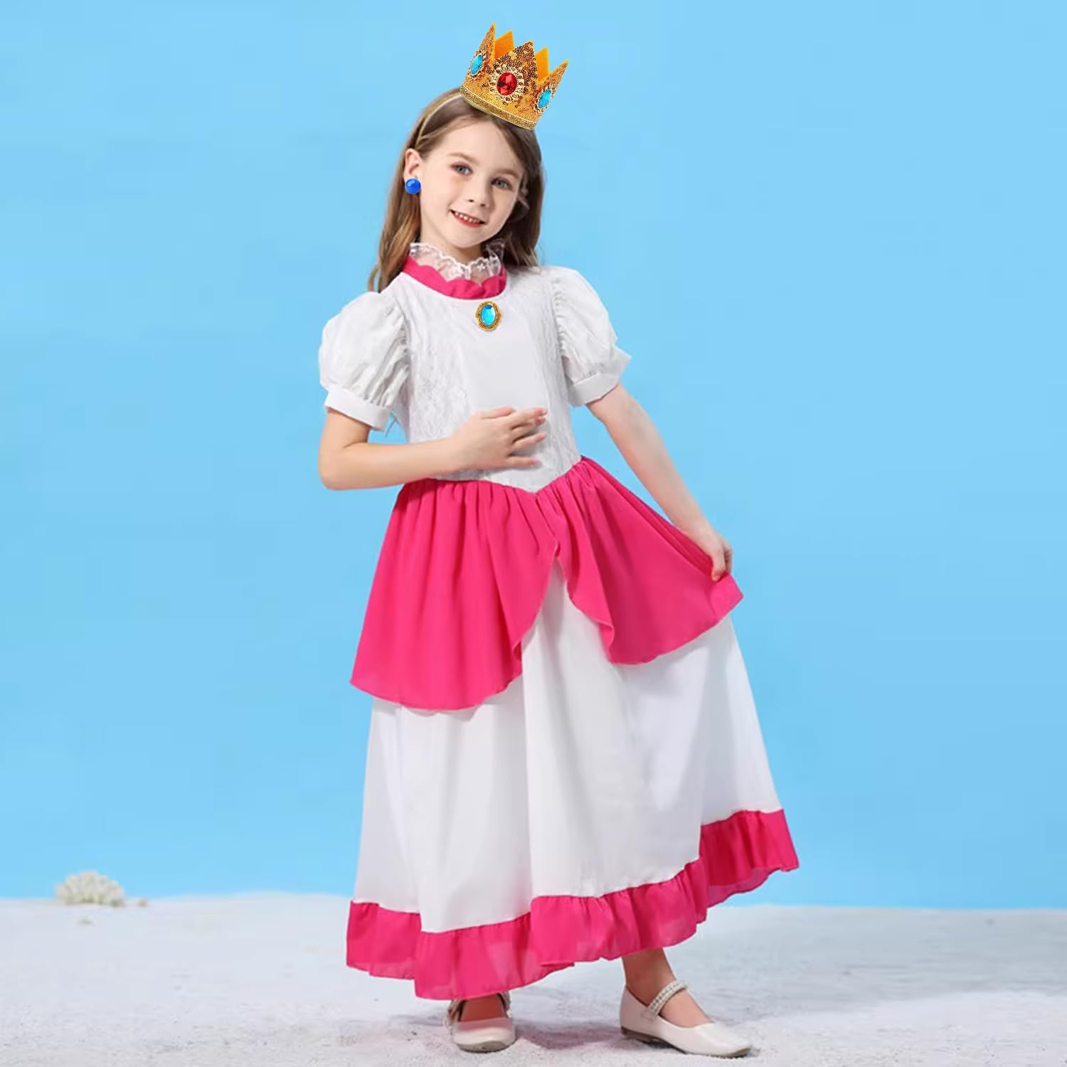 Jolbndcv Red and Green Hat with Gloves Buttons and Beard for Cosplay Costume - Image 3