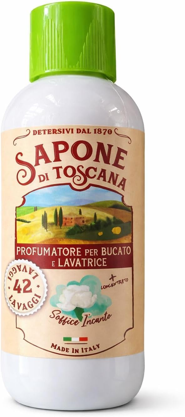 Sapone di Toscana Profumatore per Bucato e Lavatrice, Fragranza Soffice Incanto, Liquido Concentrato, 2, 3 o 6 Flaconi da 250ml, 42 Lavaggi (6 unita)