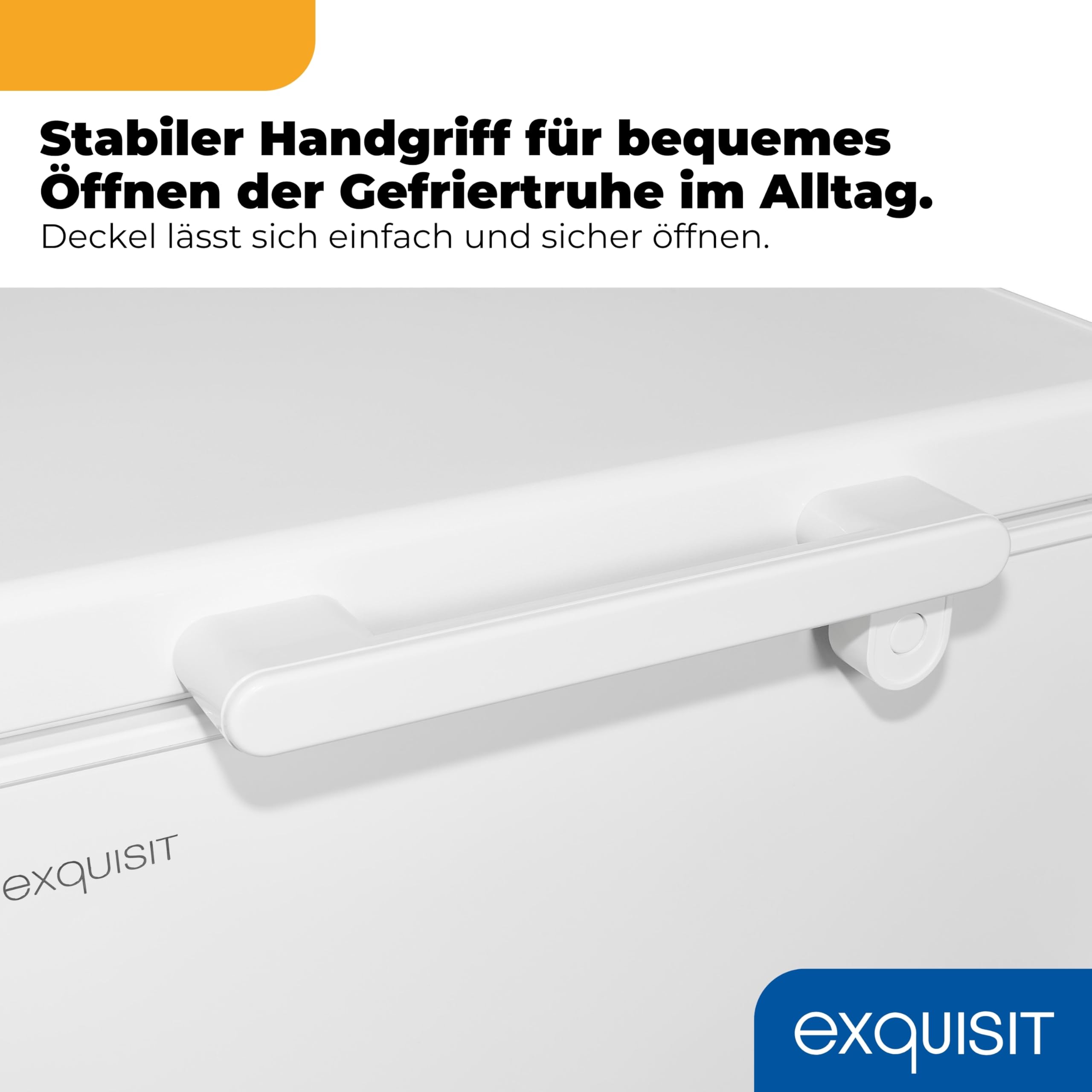 Exquisit GT5100-010E Gefriertruhe 95 l Weiss 4 Sterne Tiefkühltruhe mit Einhängekorb 40 dB Energieeffizienzklasse E