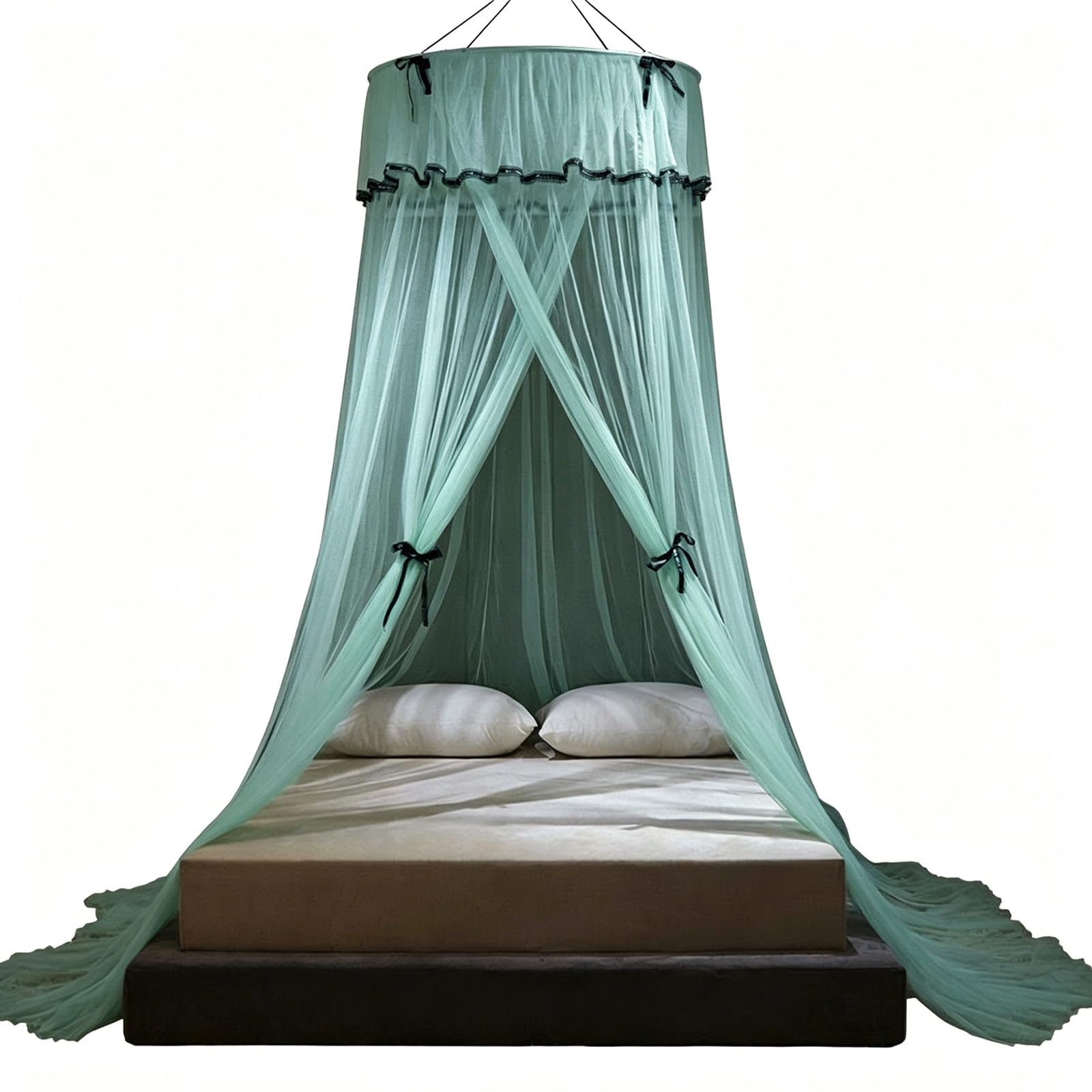 SARKEY Prinzessinnen Betthimmel,Moskitonetz Betthimmels Für Mädchen,Hängende Bettnetzabdeckung Für Schlafzimmer,Runde Kuppel,luxuriöse Spitze,Erwachsene,Hochzeit,Dekoration