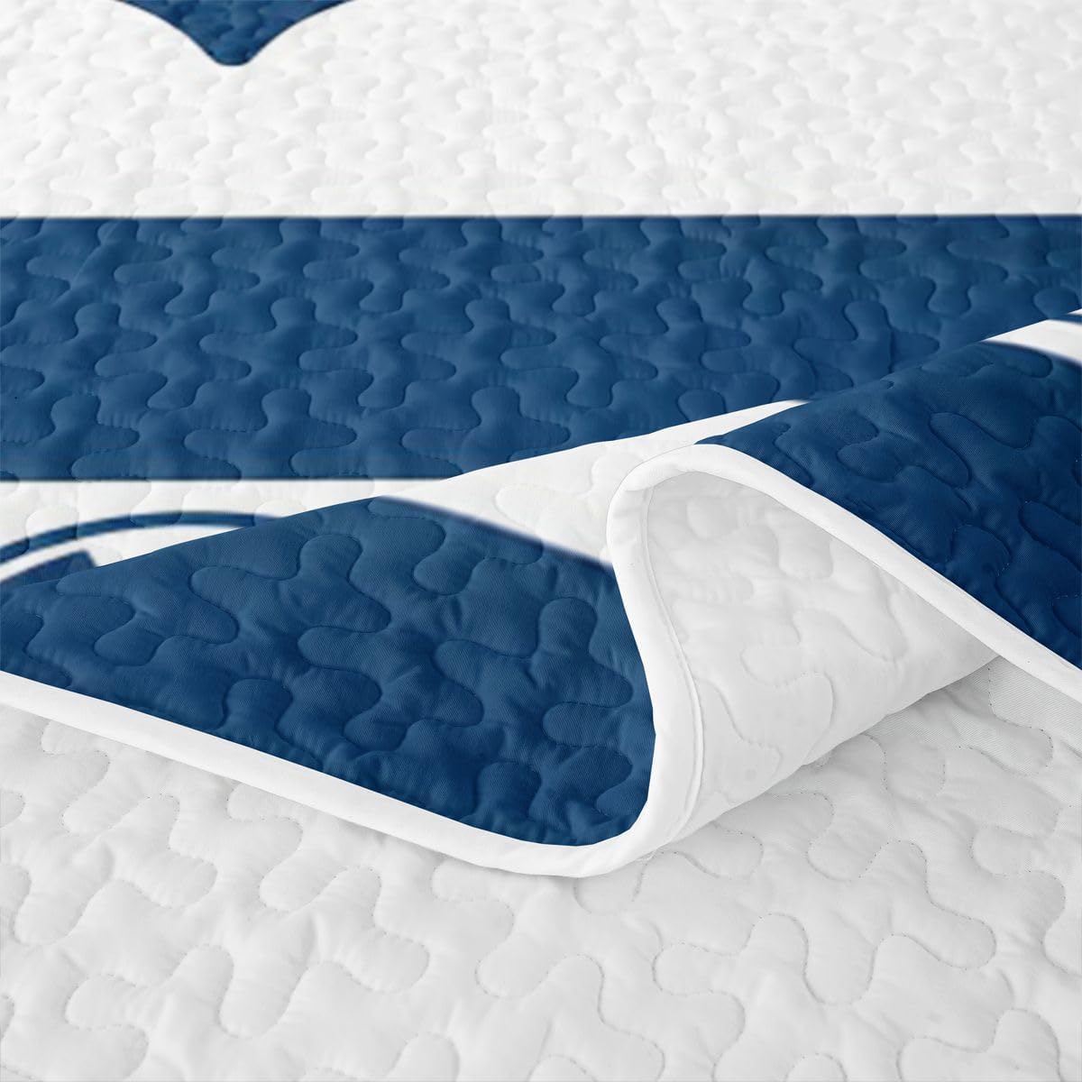 Castle Fairy Blue White Striped Hemp Rope Twin Size Quilt Coverlet,Nautical Anchor Kids Adults Quilted Bedspread,Sea Adventure Bed Covers for All Season,Sea Blue 2Pcs Coverlet Set