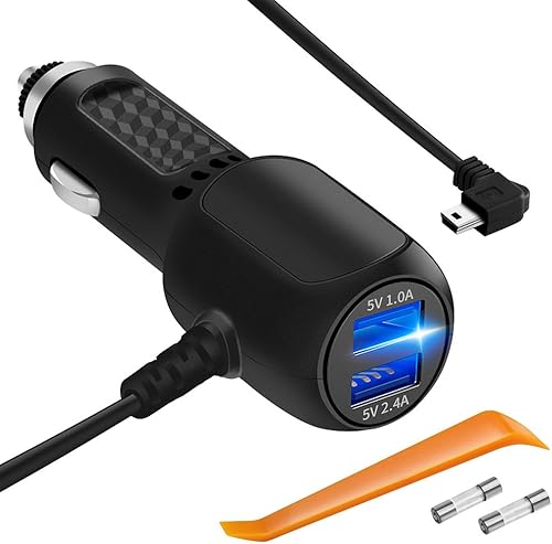 Cargador de cámara para salpicadero, Plozoe Car Dash Cam Cable de alimentación USB Adaptador de carga de vehículo para GPS GPS Nuvi Gar 'min, Mirror