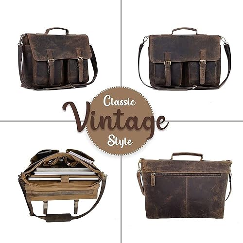 Miniatura 3 de KomalC 16 Inch Leather briefcase Laptop Messenger Bags for Men and Women Best Office School College Satchel Bag