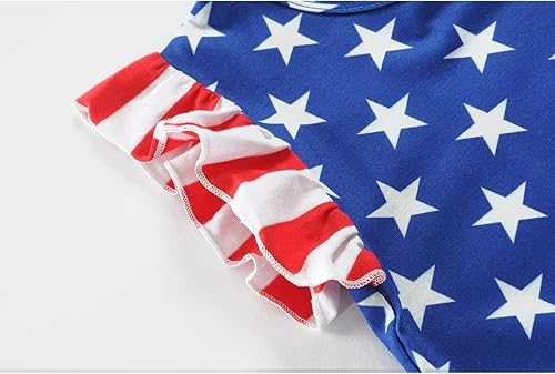 Miniatura 5 de Girls 4th of July Tee USA Red White and Blue Shirt Toddler Girl American Flag Patriotic Outfit 2-7 Years