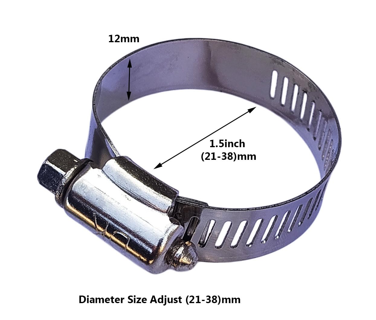 ESEKSAFAR Stainless steel Hose clamp (Hose clamp 10pc, 1.5" inch)