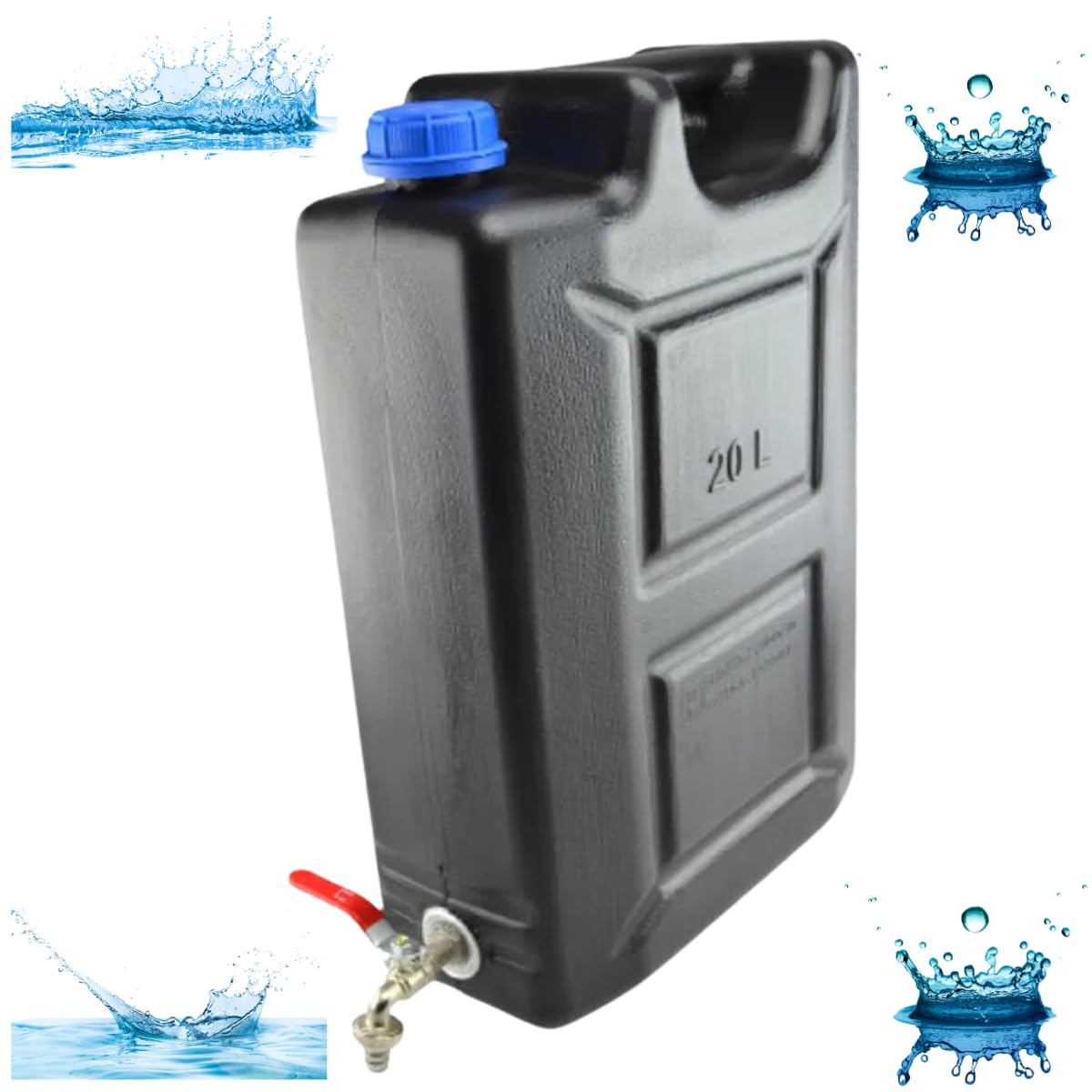 Bidón de agua de 20 l de plástico, depósito de agua con grifo, bidón de agua potable, depósito de agua, bidón de plástico, para casa, jardín, coche y camping, etc., cierre hermético