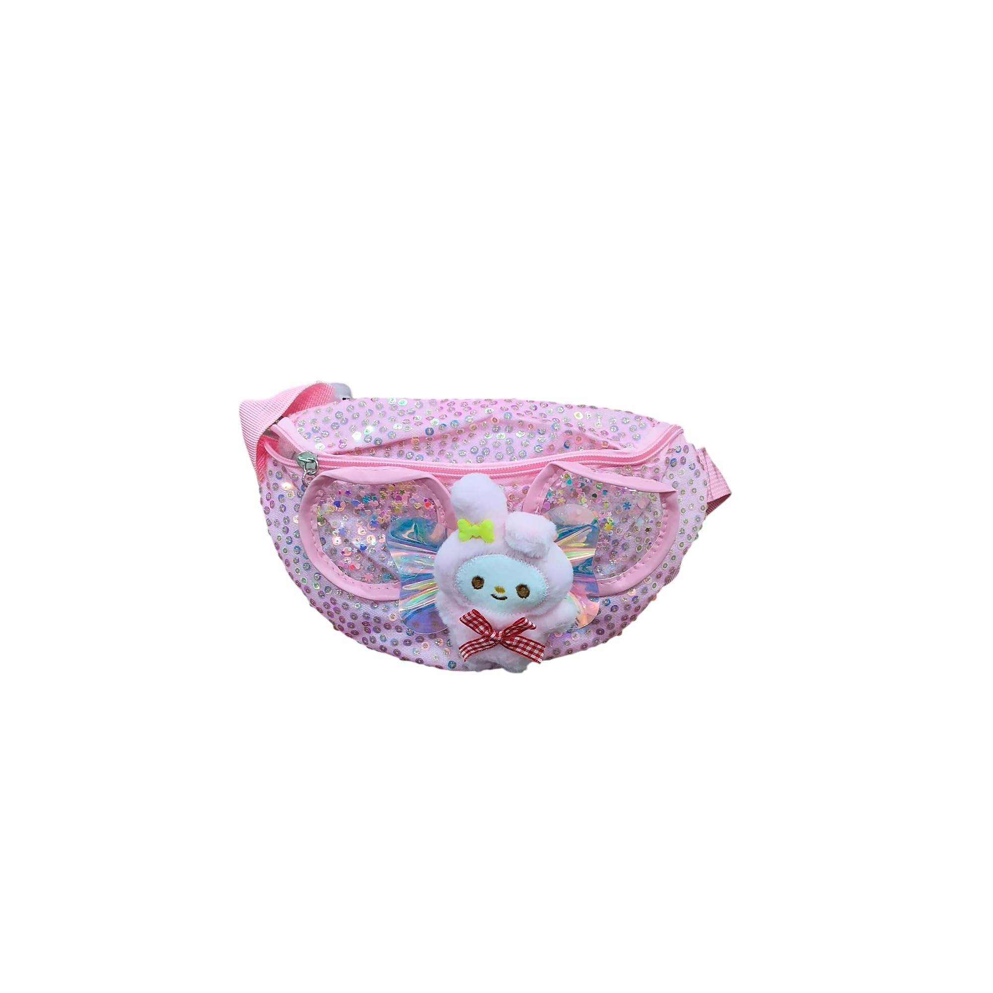 My Meloody Girls Waist Pouch with Plush Charm, Pink Sequin Fanny Pack for Outdoor Picnic, Pack of 01-image-14