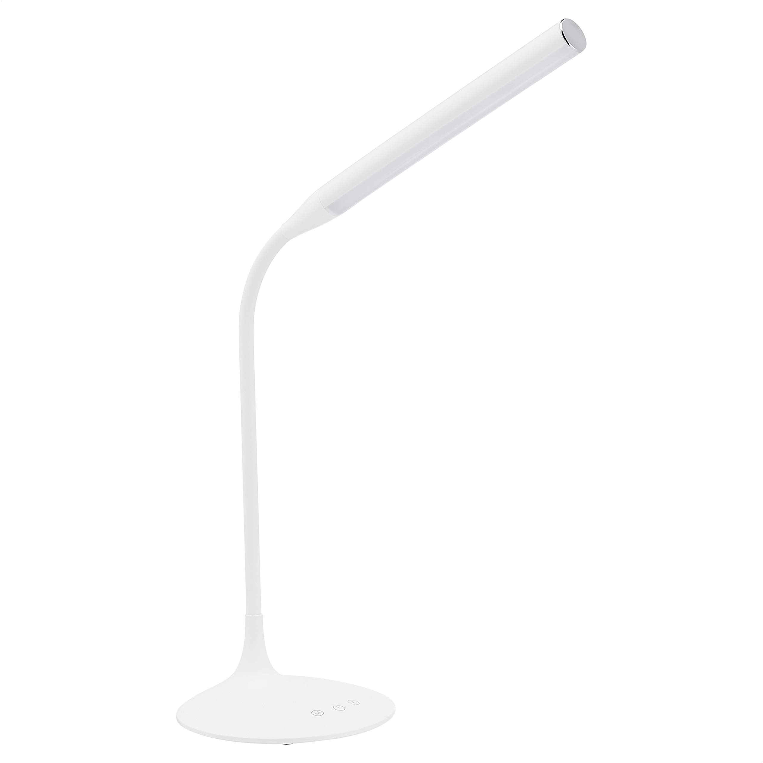 Amazon Basics Eye-caring LED Desk Lamp, white, with flexible gooseneck and round base