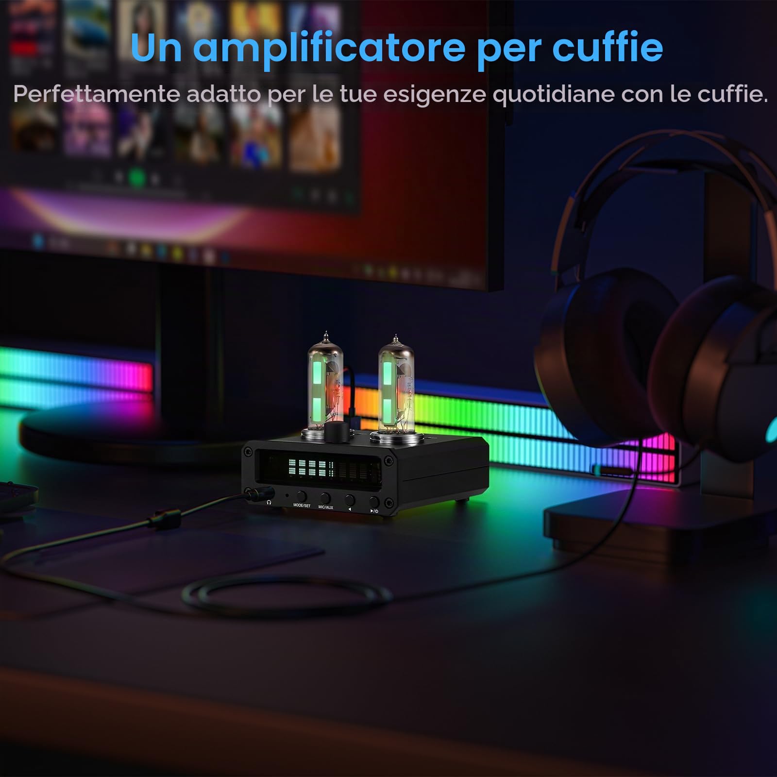 Douk Magic 6E2 - Amplificatore stereo per cuffie, indicatore sonoro, radio FM