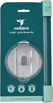 Reduce Tumbler Lid and Straw Set for 30-40 oz Tumblers/Mugs - BPA Free, Dishwasher Safe, Impact Resistant - Replace Broken, Damaged or Lost Reduce Cold 1 Straws and Lids - Large