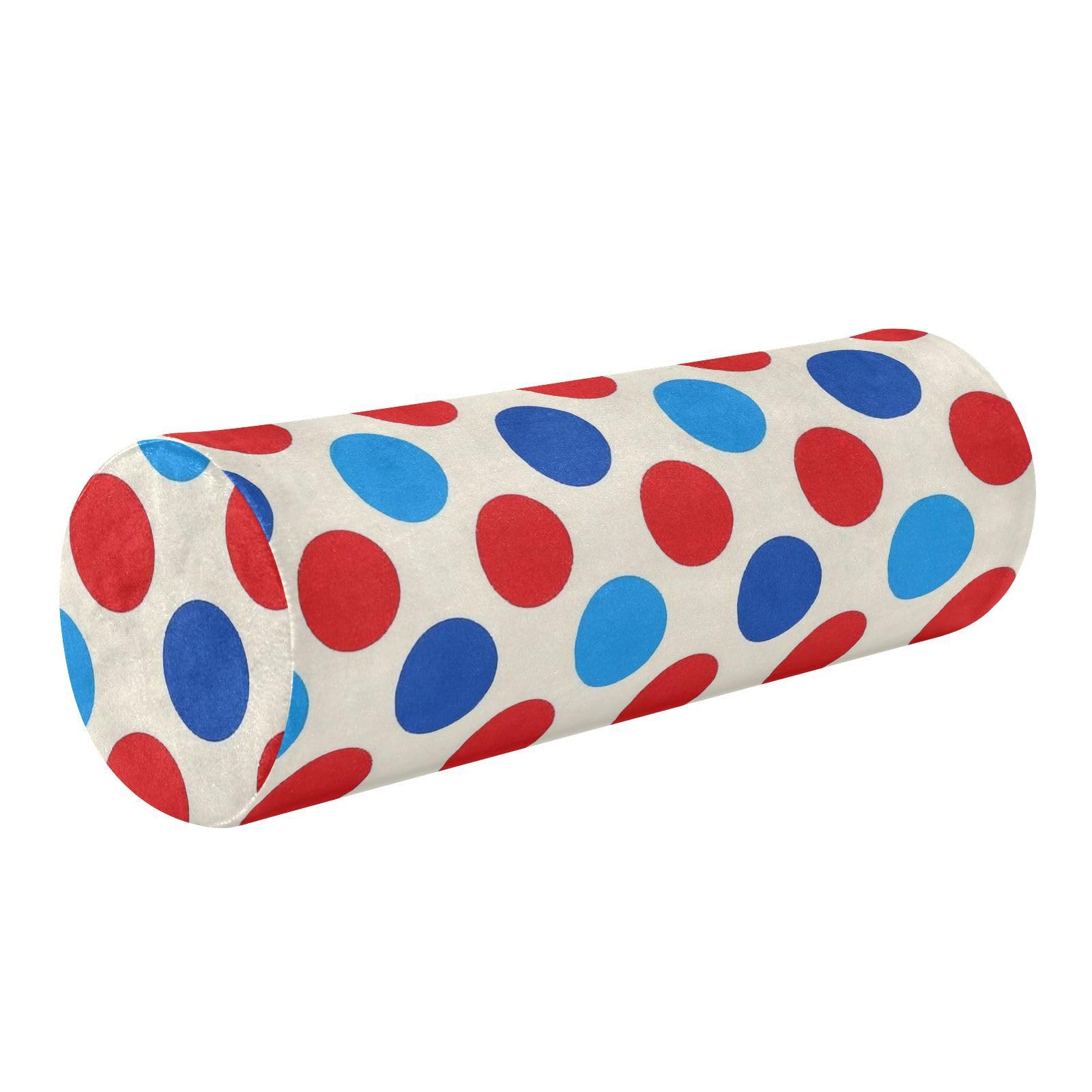 miaozhen Trendy Polka Dot Blue Red Neck Support Car Pillow Round Pillow for Baby almohada Cervical para dormir 5.5''x17''