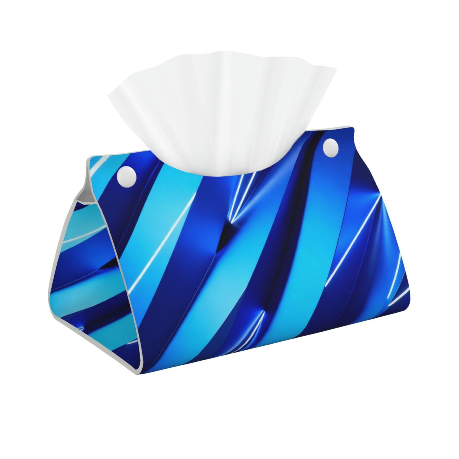 Stripe Long Leather Tissue Box Cover-Waterproof PU Leather Tissue Holder for Bathroom, Decorative Rectangular Tissue Case