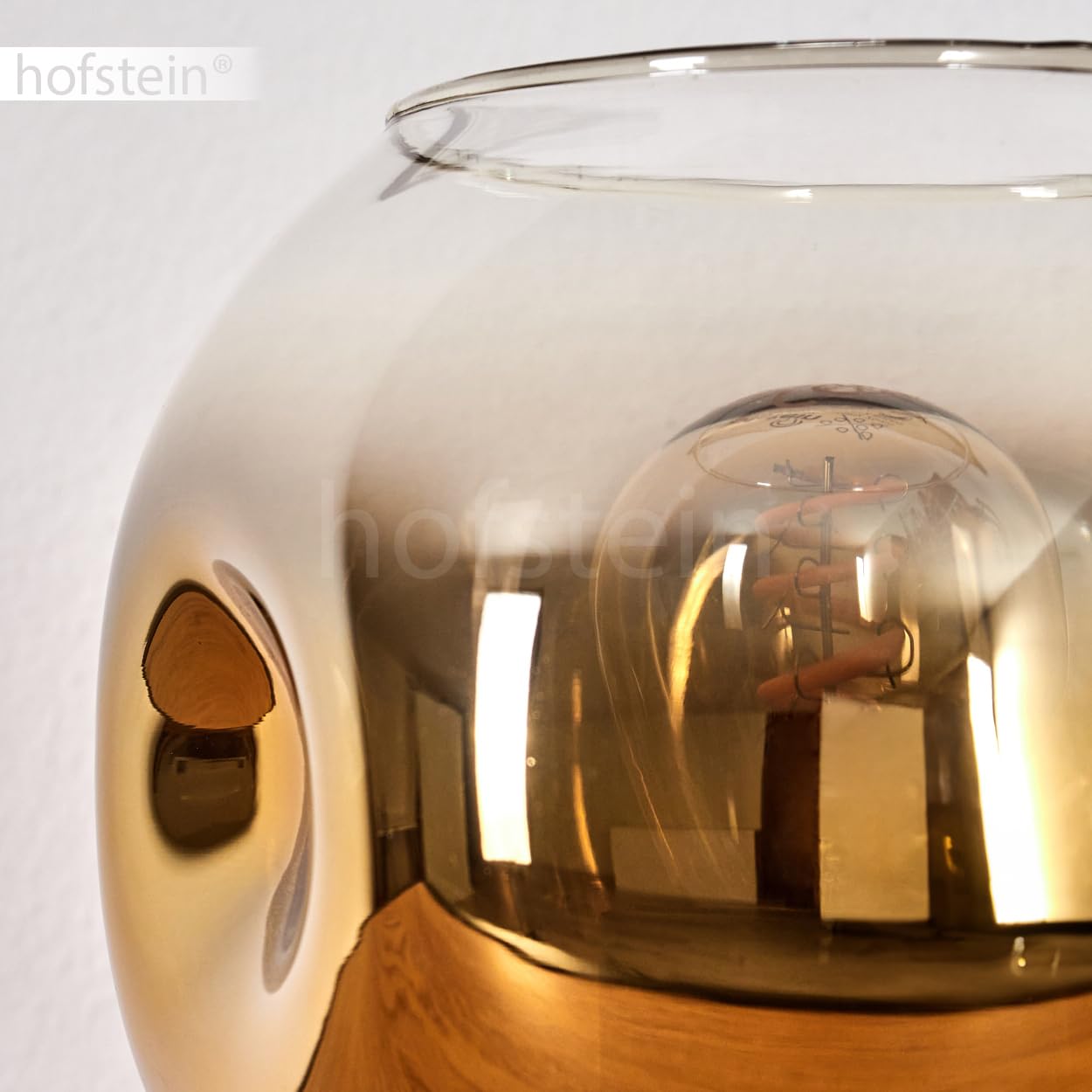 Lampe de table Ripoll, lampe de table en métal/verre en noir/or/transparent, lampe au design rétro moderne / vintage avec abat-jour en verre (diamètre 15 cm) et interrupteur marche/arrêt sur le câble,