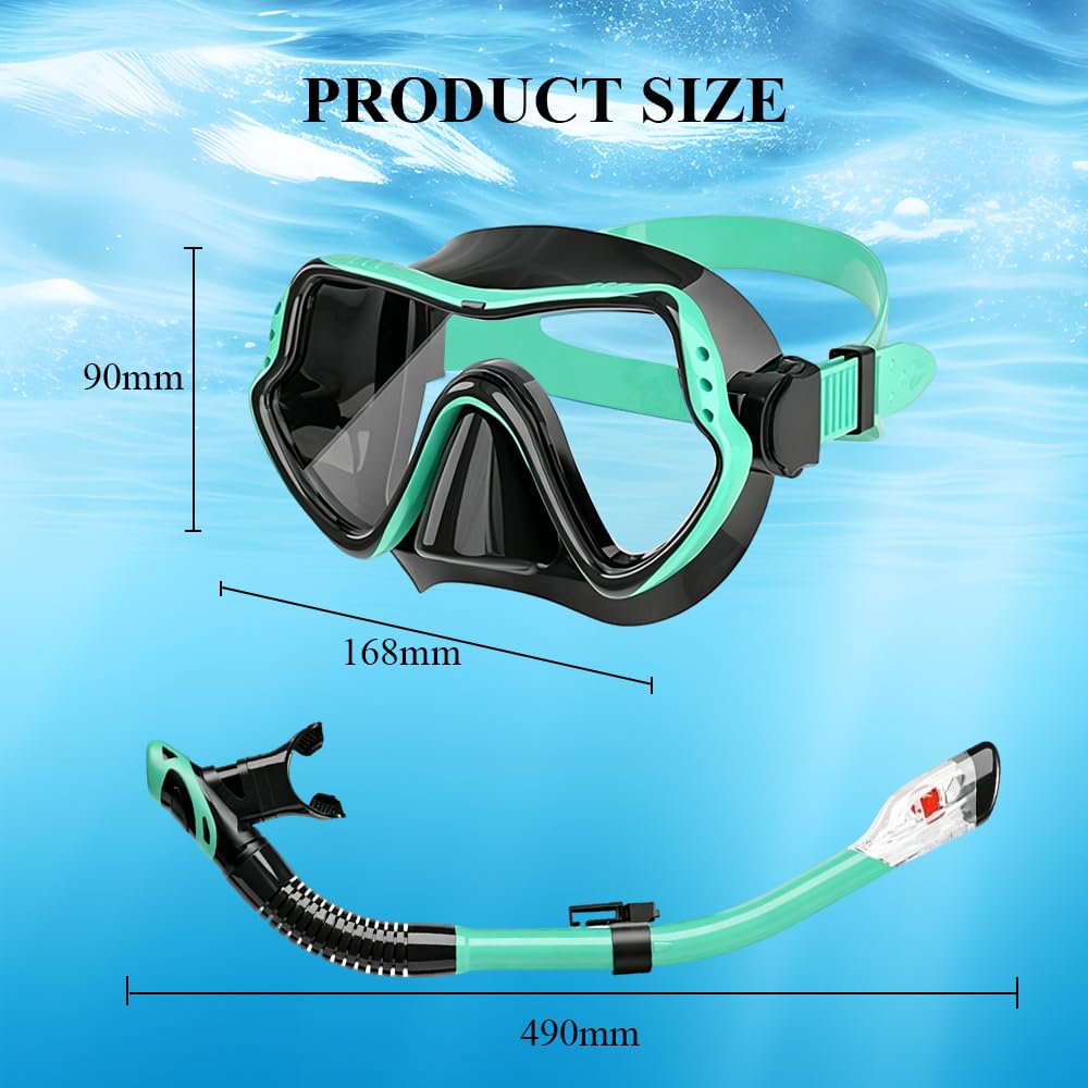 Kit da Immersione per Adulti, Maschera da sub a Tenuta Stagna, Boccaglio a Secco con Maschera Antiappannamento, Set da Snorkeling per Uomo e Donna, Attrezzatura Subacquea a Tenuta Stagna per Immersion
