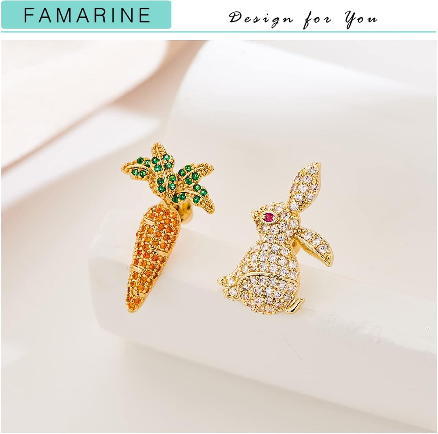 Easter Earrings Rabbit Bunny Carrot Stud Earrings Funny Earring - Image 3