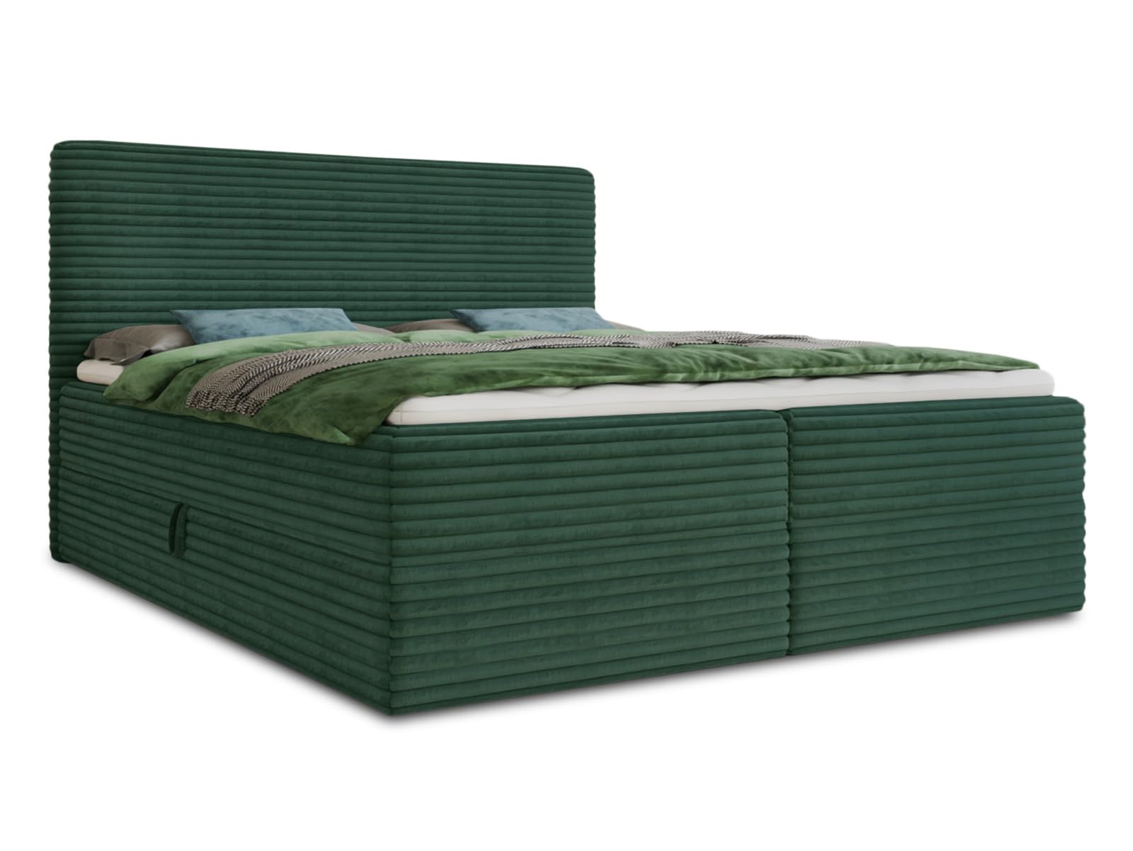 Boxspringbett Mollo mit 2 Bettkästen – Doppelbett mit Bonell-Matratze und Topper
