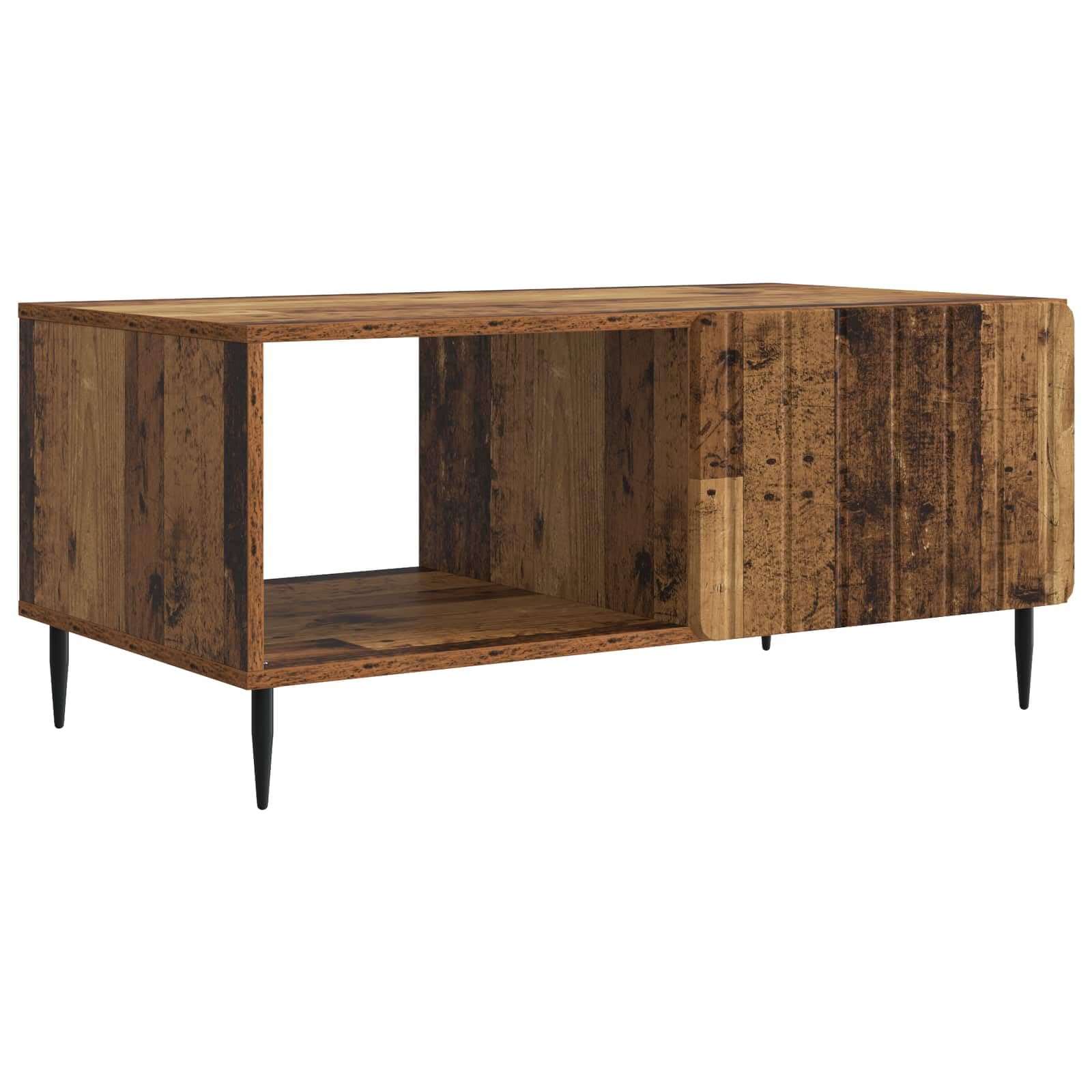 Table basse rectangulaire en bois vieilli pour optimiser le rangement de votre salon