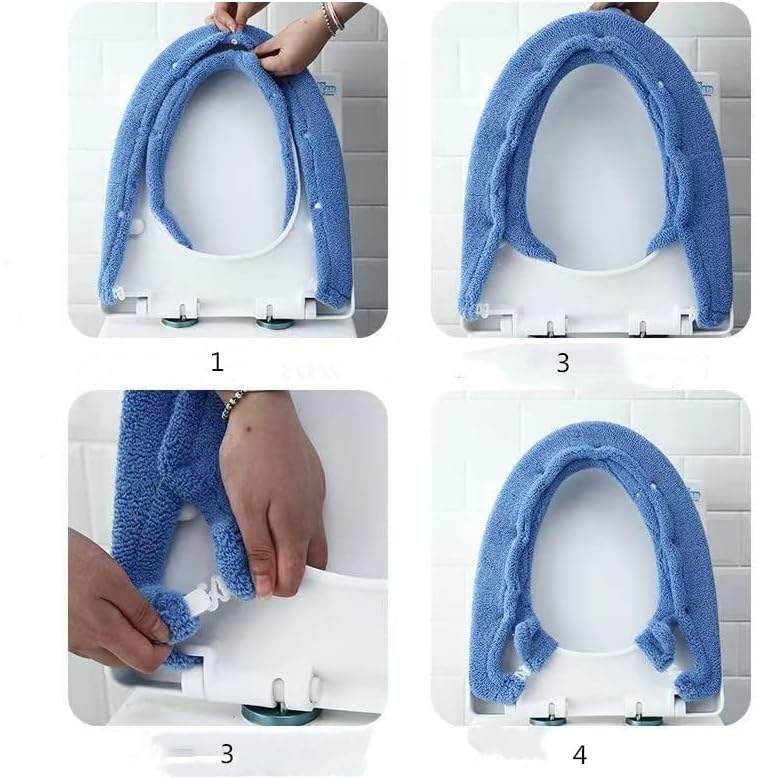 Vista 4 de 2 piezas más gruesas para el asiento del inodoro, cojín suave y elástico para la tapa del inodoro, suave y grueso