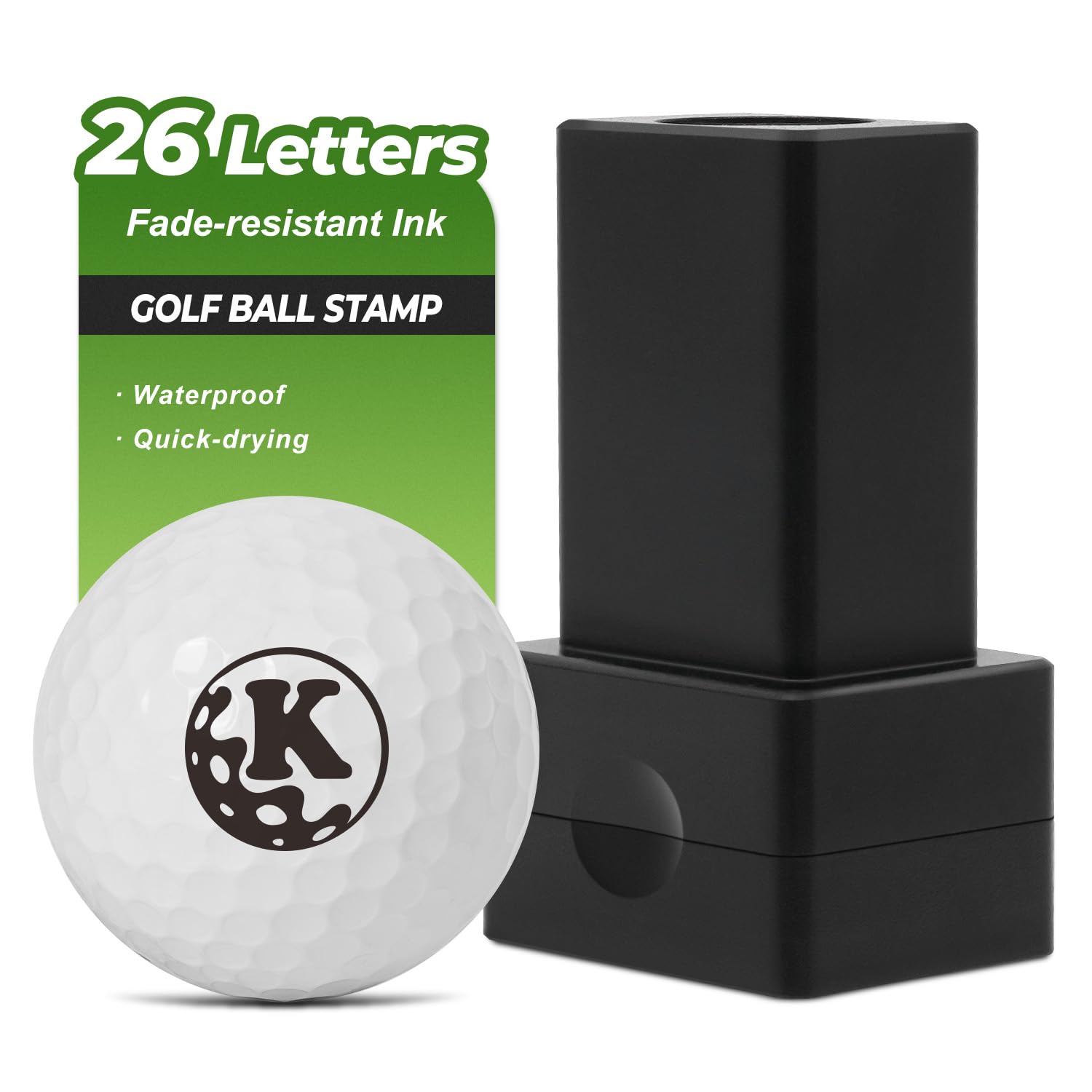Golf Ball Stamp - Golf Accessories for Men - Personalized Golf Marker - Golf Ball Marker for ID - 26 Letters Golf Gifts for Men - Essential Golf Stuff - Durable Golf Stamp for Golfer, K