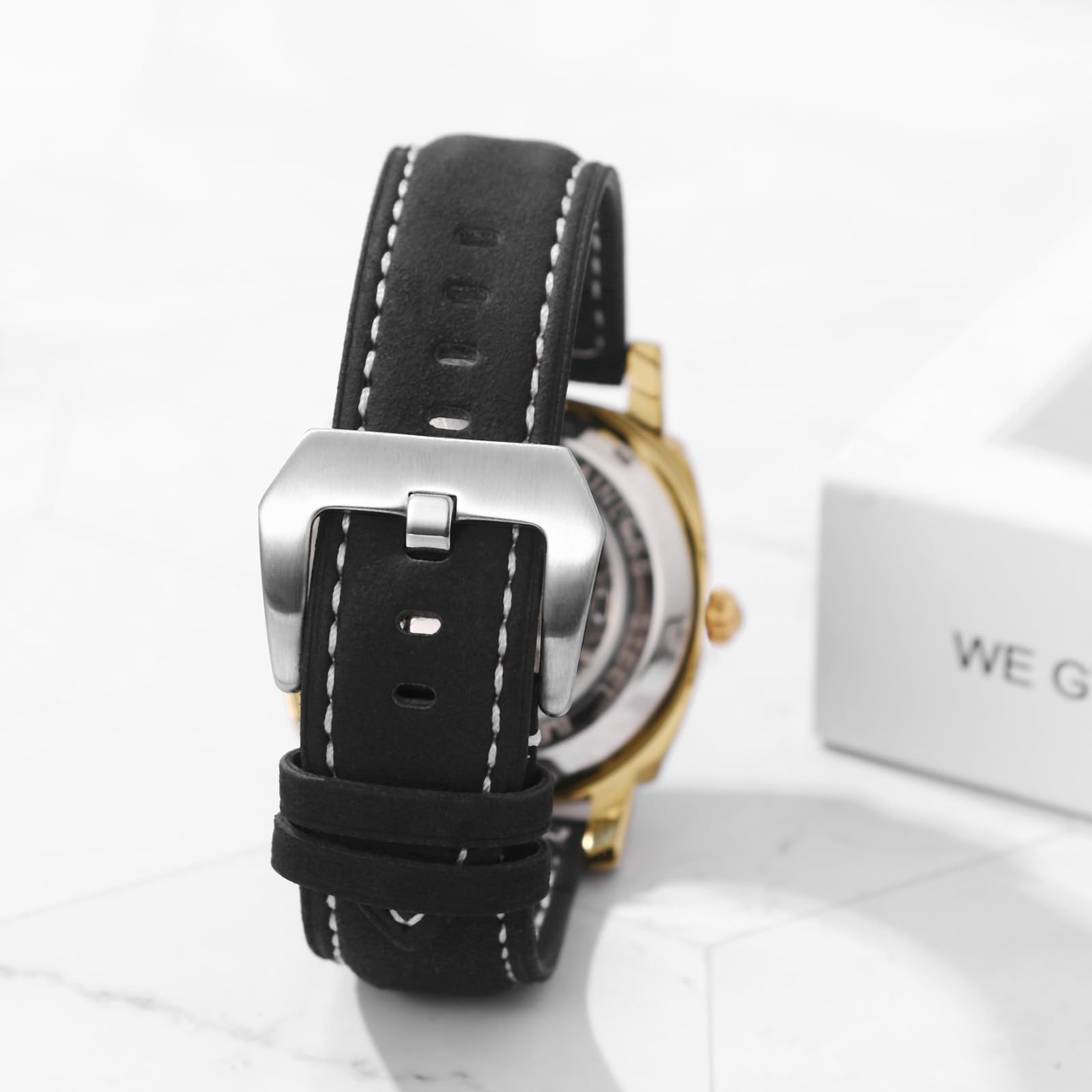 Avaner Uhren Herren Echtleder Armband: Herrenuhr Vollautomatisches Mechanisches Uhrwerk mit 36 ​​Stunden Gangreserve Lederarmbanduhr Analog Quarzuhr für Männer