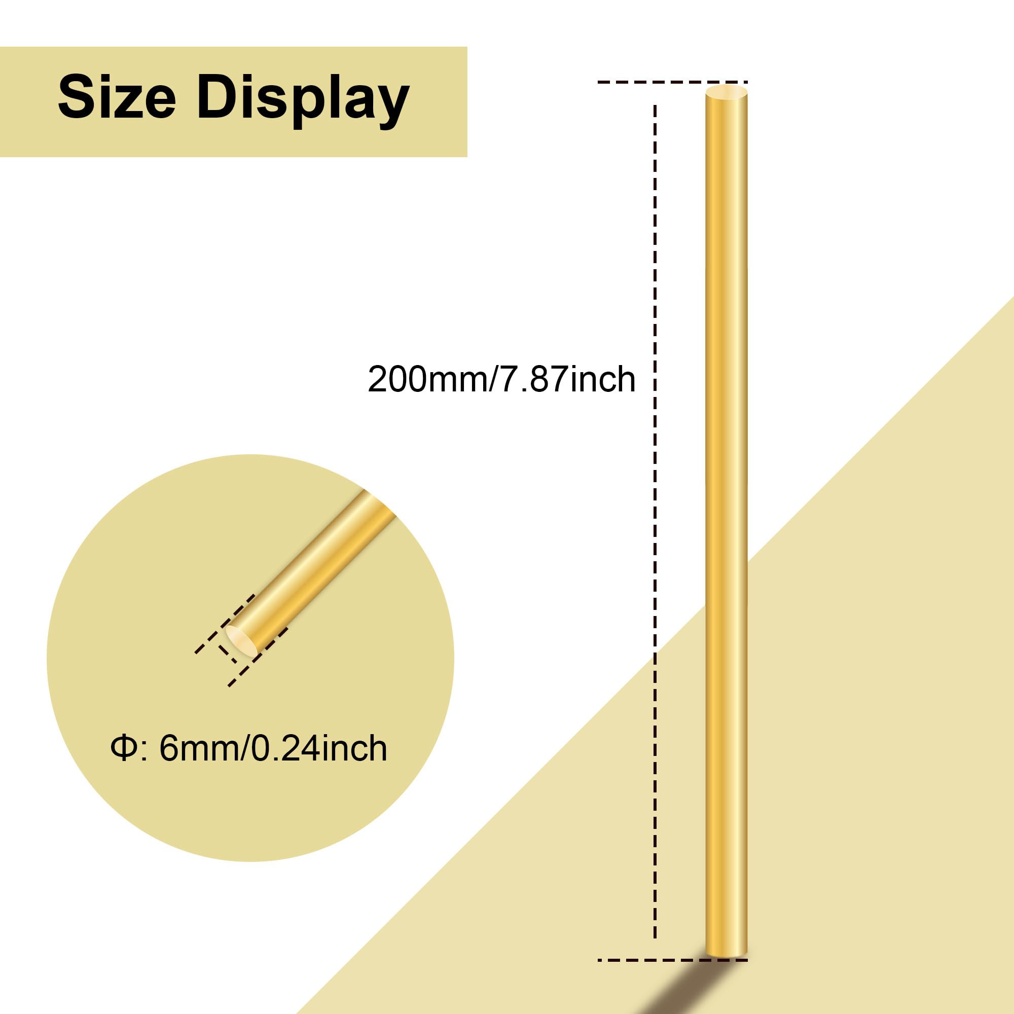 Lot de 4 tiges rondes en laiton massif de 6 mm x 200 mm pour loisirs créatifs