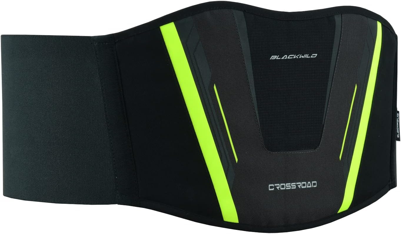 BLACKWILD - Cintura renale per moto, da uomo e da donna, colore: nero e giallo, efficace stabilizzazione dei reni, supporto lombare