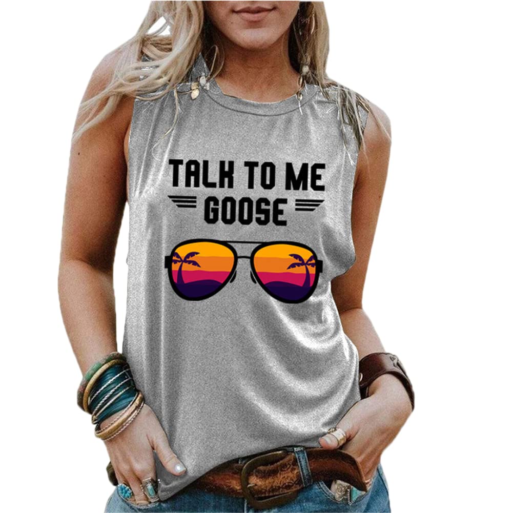 SIPEIENWomens Talk to Me Goose Graphic T-Shirt Vacation Sleeveless Yoga Tees Casual Round Neck Tank Tops