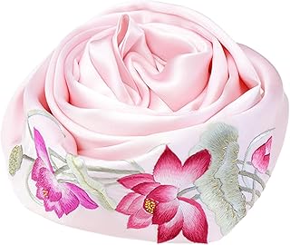 Hand embroidered 100% mulberry silk double-layer silk women's long scarf, headscarf, and neck shawl