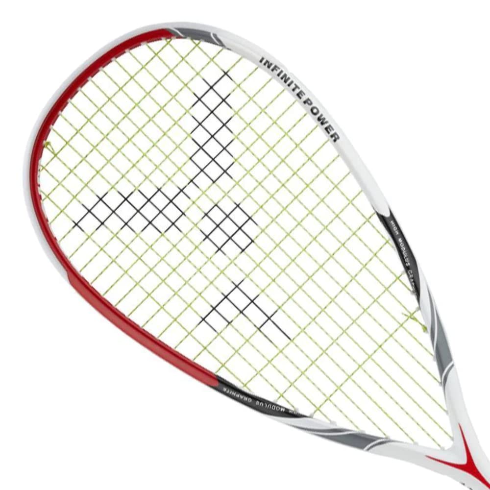 VICTOR IP 8 N Squash Racket, 130 g, Head Heavy Balance with Teardrop/Open Throat headform, Strung, Racket Cover Included