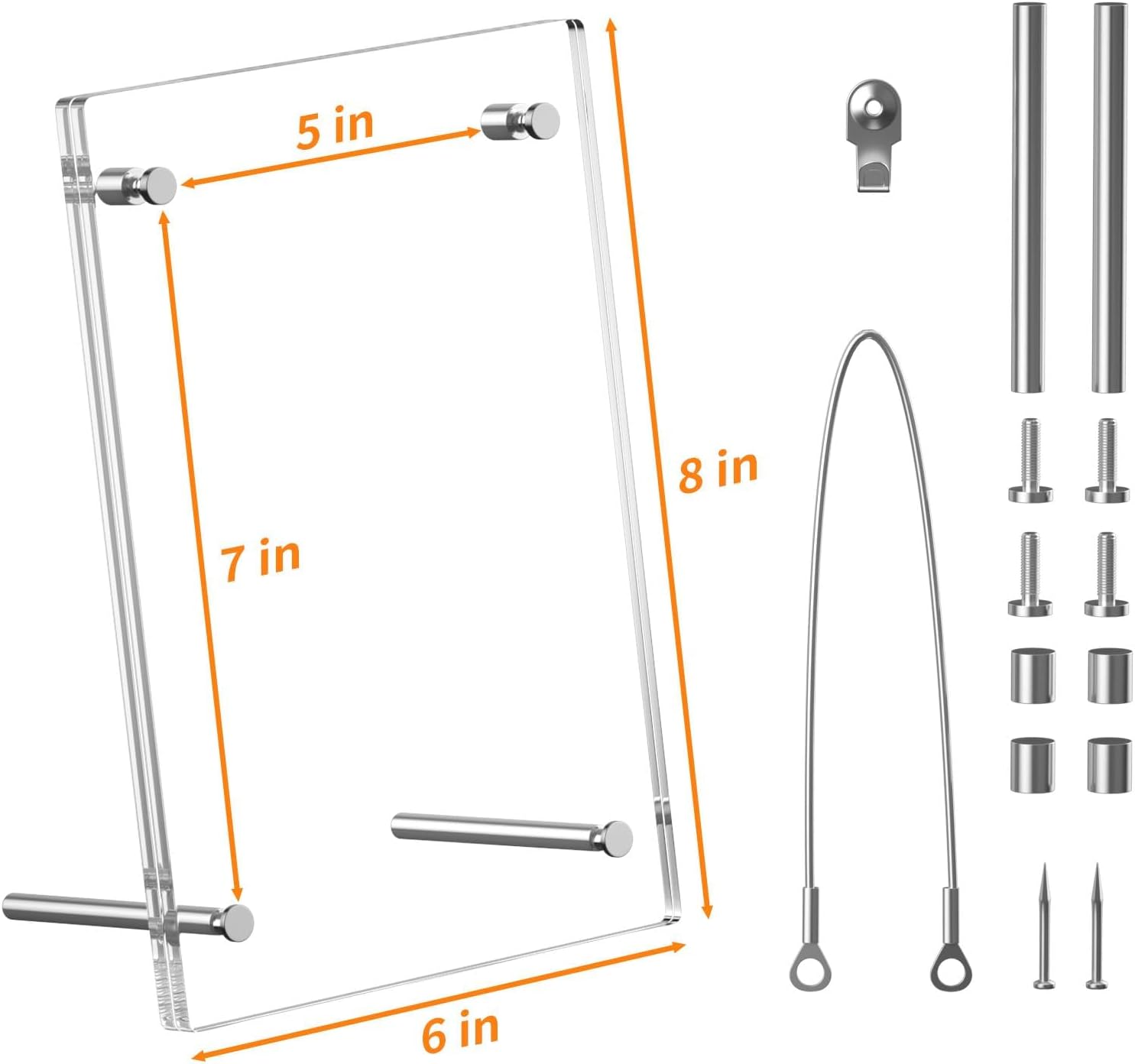 AITEE 5x7 Acrylic Picture Frames 2 Pack, Clear Desk Picture Frames with Stand, Modern Frameless Floating Frames Lucite Transparent Square Cubes Frame for Wall & Desktop Display Gift for Home Office - Image 2