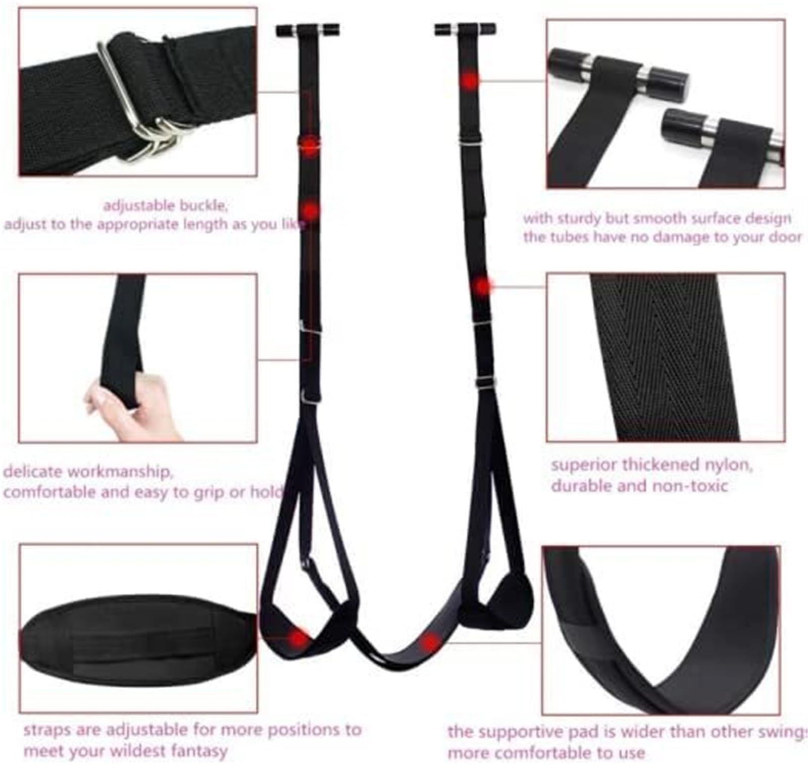 Door Swing Set Love Swing With Spring Tickler Paddle Sling Sex Swing With Wide Padding Duty Door Swings Set Robust BDSM Sex Toy Sex Furniture Holds Up To 300 Lbs