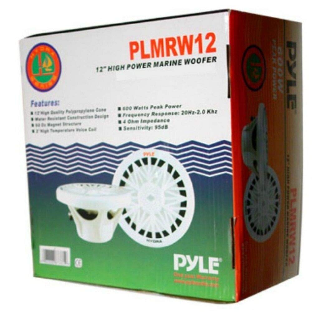 SUBWOOFER IMPERMEABILE WATER PROOF PYLE PLMRW12 12" 30,00 CM 300 MM BIANCO PER IMBARCAZIONI BARCA GOMMONE O PISCINA O LOCALI ALL'APERTO, SINGOLA BOBINA DA 4 OHM DA 300 WATT RMS E 600 WATT MAX