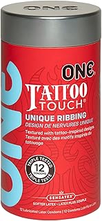 ONE Condoms Tattoo Touch | Ribbed Condoms, Textured Condoms, Latex Condoms 12 Pack