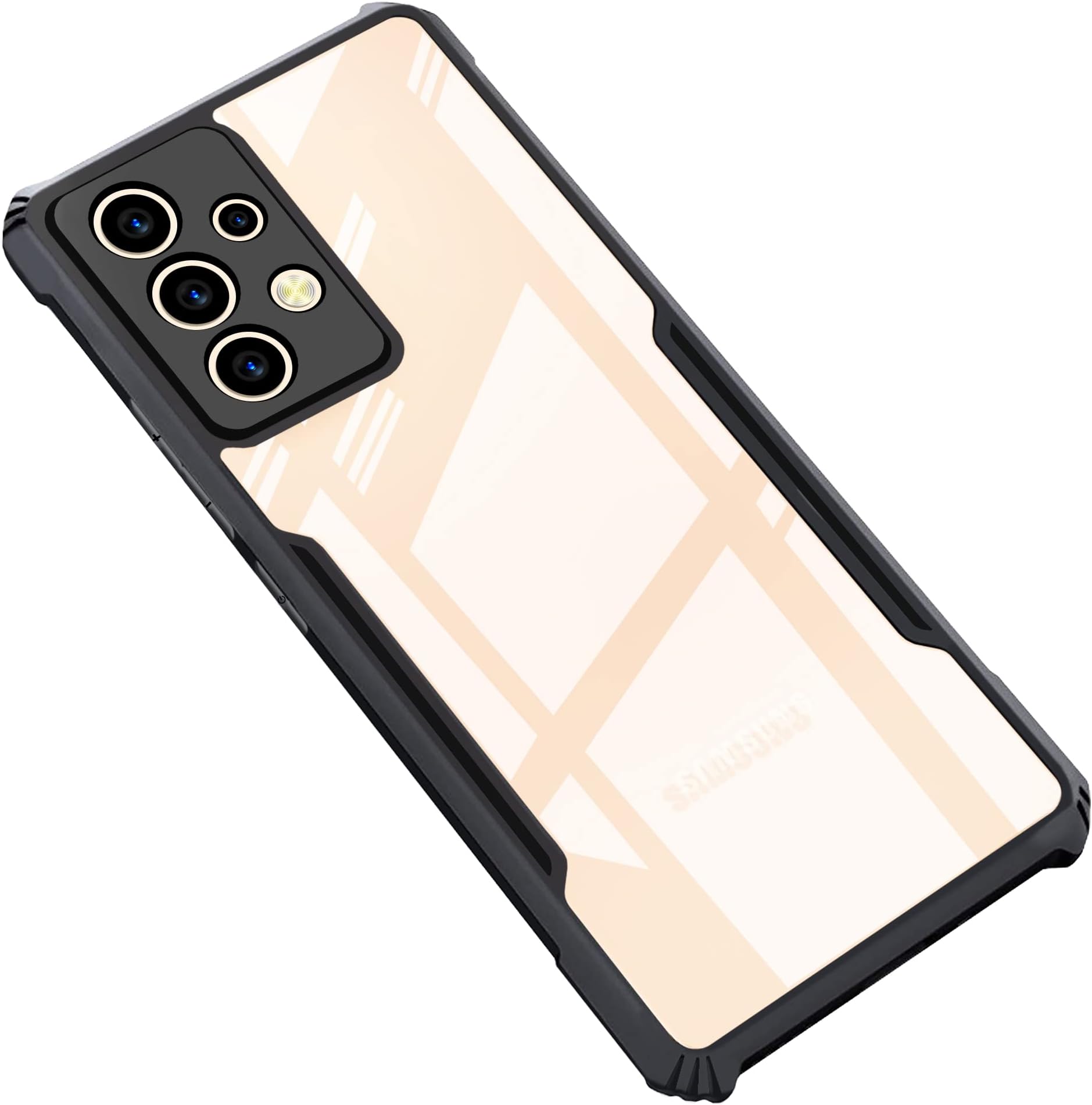 Backcover for Samsung Galaxy A33 (5G) | Camera Protection Shockproof Bumper-Edge | Acrylic Crystal Clear 360 Degree Protection TPU+PC | Transparent Eagle Back Case Cover (Black)
