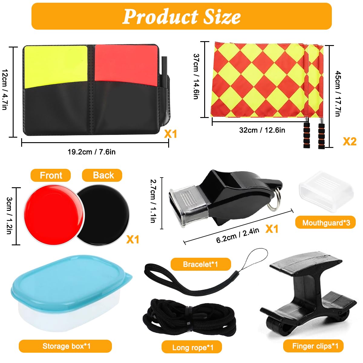Kit de Tarjetas de Árbitro de Deportes, Arjetas de Árbitro Rojas y Amarillas, Accesorios de Árbitro para Juegos de Fútbol, Silbato, Banderas de Árbitro para Fútbol Deporte Escolar