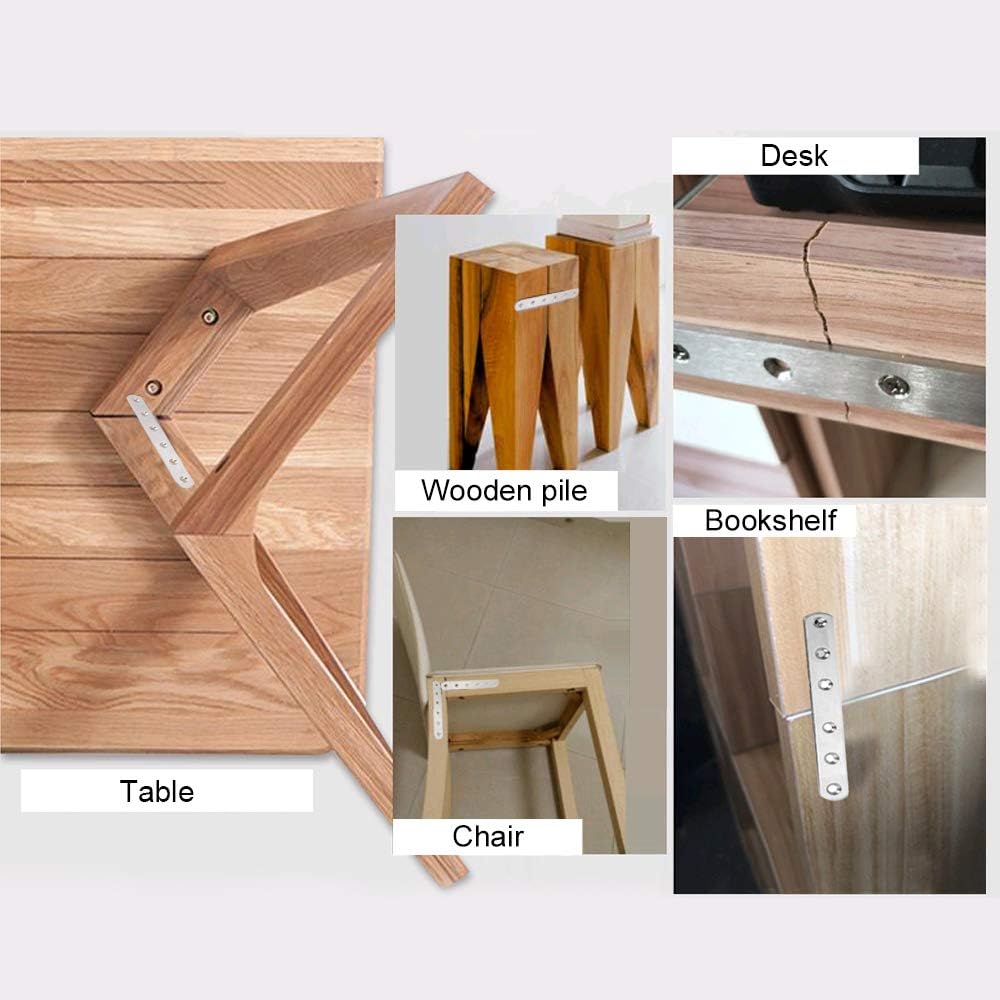 Luabue 8Pcs Metal Flat Brackets for Wood Straight Brackets Joining Mending Plates Stainless Steel Fixing Plate Metal Bracket with Holes 155×19×3mm for Connector Repair Wooden Furniture - Image 4