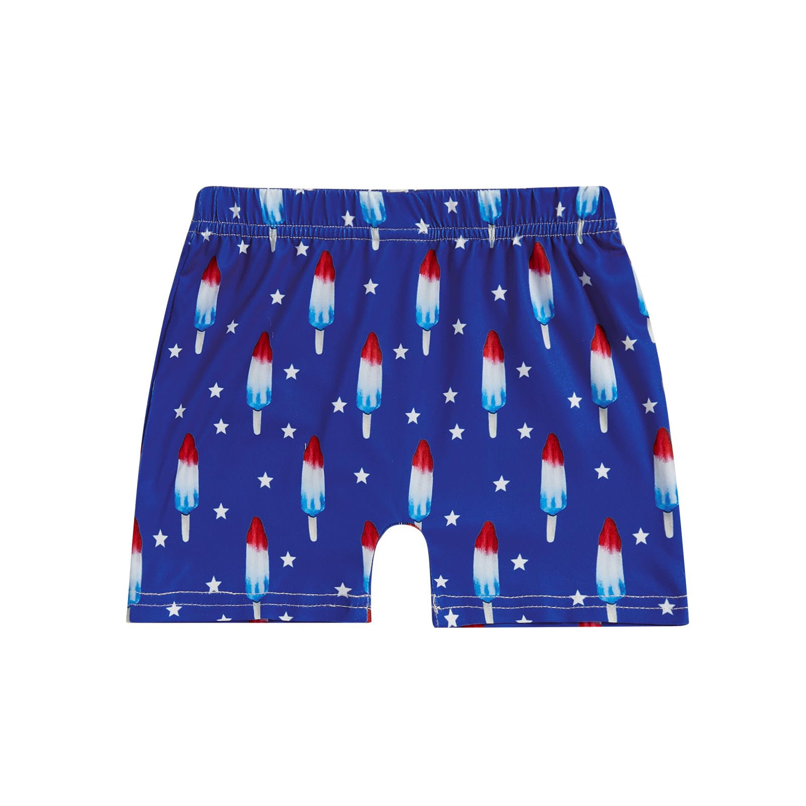 Toddler Baby Boy 4th of July Shorts American Flag Stars Striped Ice Cream Firework Print Elastic Waist Shorts (Blue, 6-12 Months)