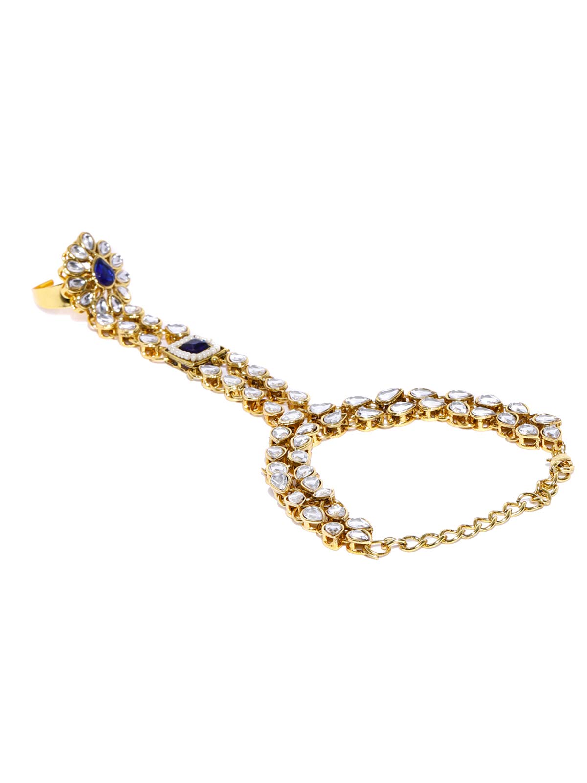 Women's Traditional Tone Kundan Ring Bracelet