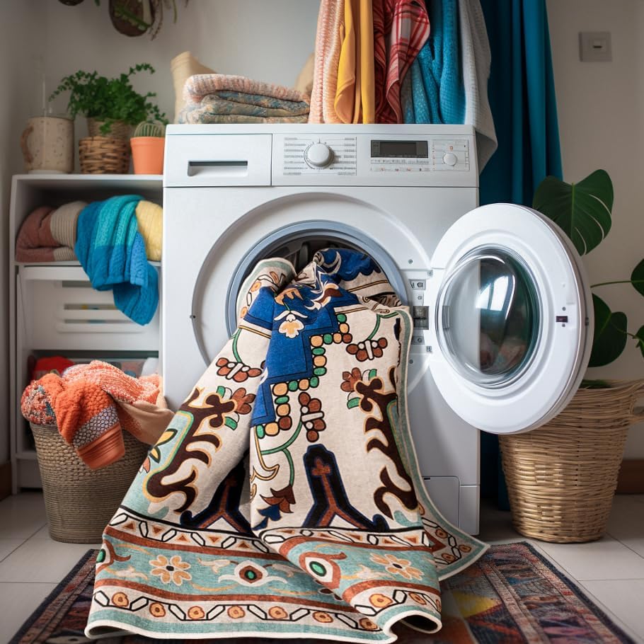 Miniatura 6 de SunNewt Alfombra ultrafina lavable de 8 x 10 pies para sala de estar, alfombra grande de terciopelo corto antideslizante de pelo bajo para comedor,