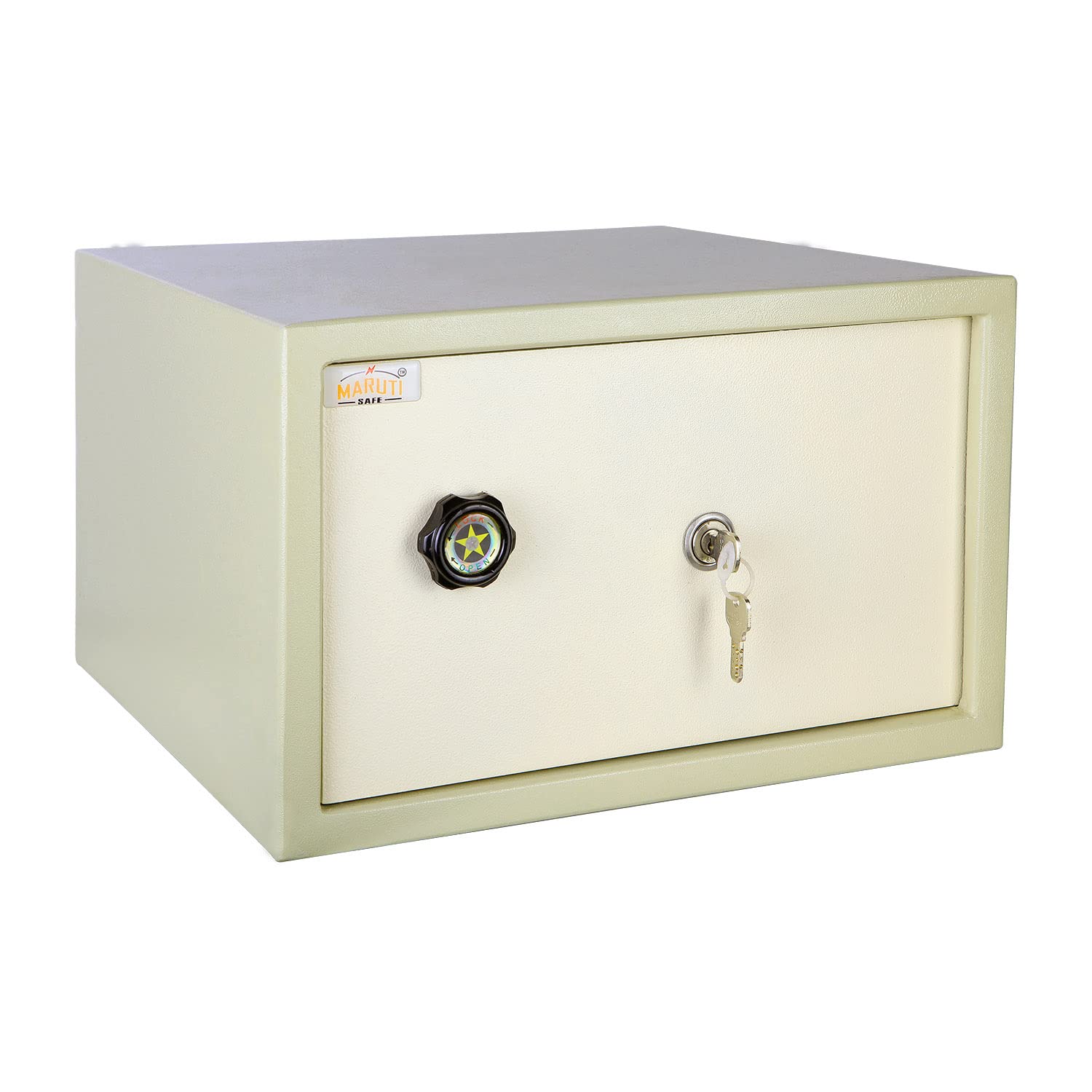 Laxmi KAPAT Safe locker for Home 31.46 L (Size- H10” x W16” x D15”), inbuilt LED light provided, laser cut computerize ultra key locking – 2 Keys, used for home, office & hotel (Beige-Ivory Color)
