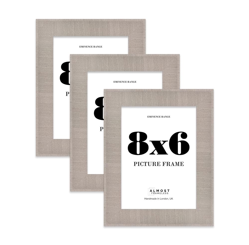 8x6" Grey Picture Frame - Rustic Wood Industrial Effect Photo Frame for Wall Display, Ideal for Posters, Prints & Home Décor, Wall Hooks and Kickstand, 32mm Edge - 3 Pack