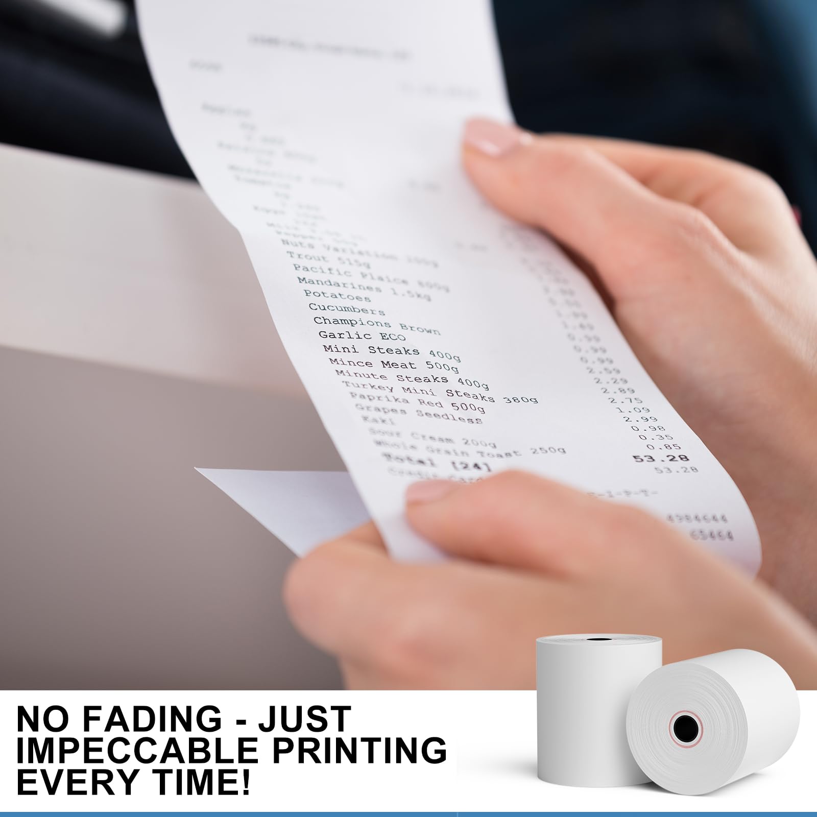 32 rollos de papel térmico de 3 1/8 x 230 pies, papel para caja registradora de recibos de 80 mm, compatible con impresora de terminal cuadrada POS de tarjetas de crédito, compatible con Star