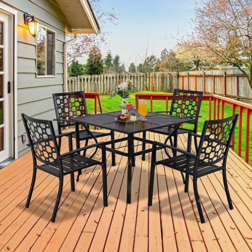 Meooem Outdoor Dining Chairs Set Of 2, Patio Black Metal Stackable Chairs All Weather Seating For Bistro Garden Porch Backyard #TOP1